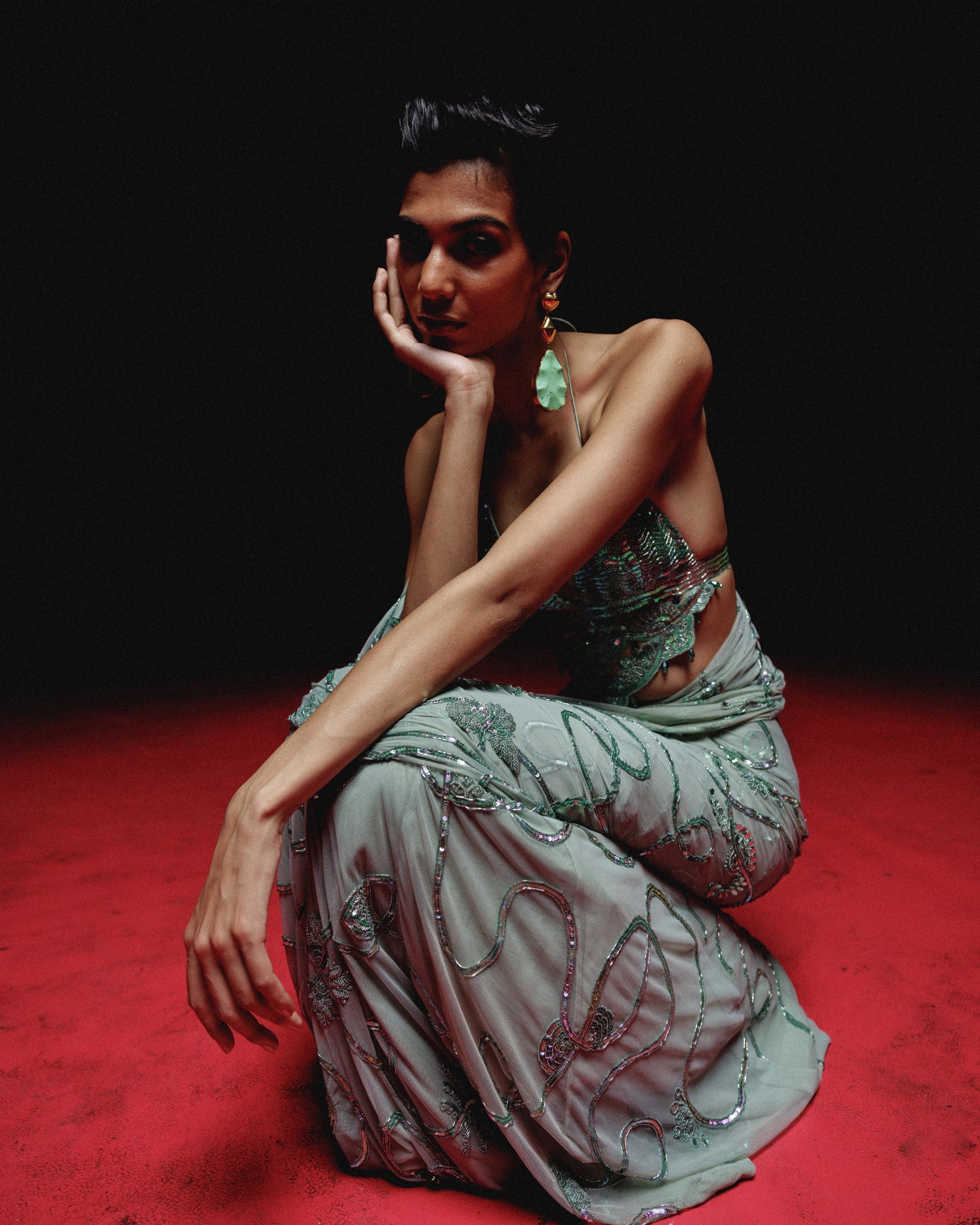 Psy Vines Stitched Lehenga Saree