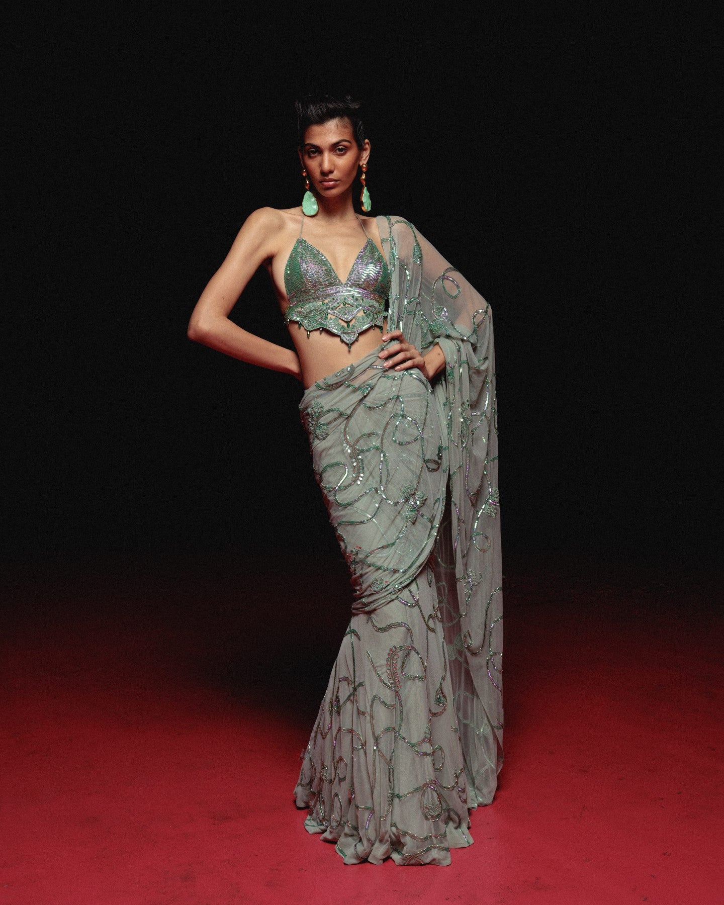 Psy Vines Stitched Lehenga Saree