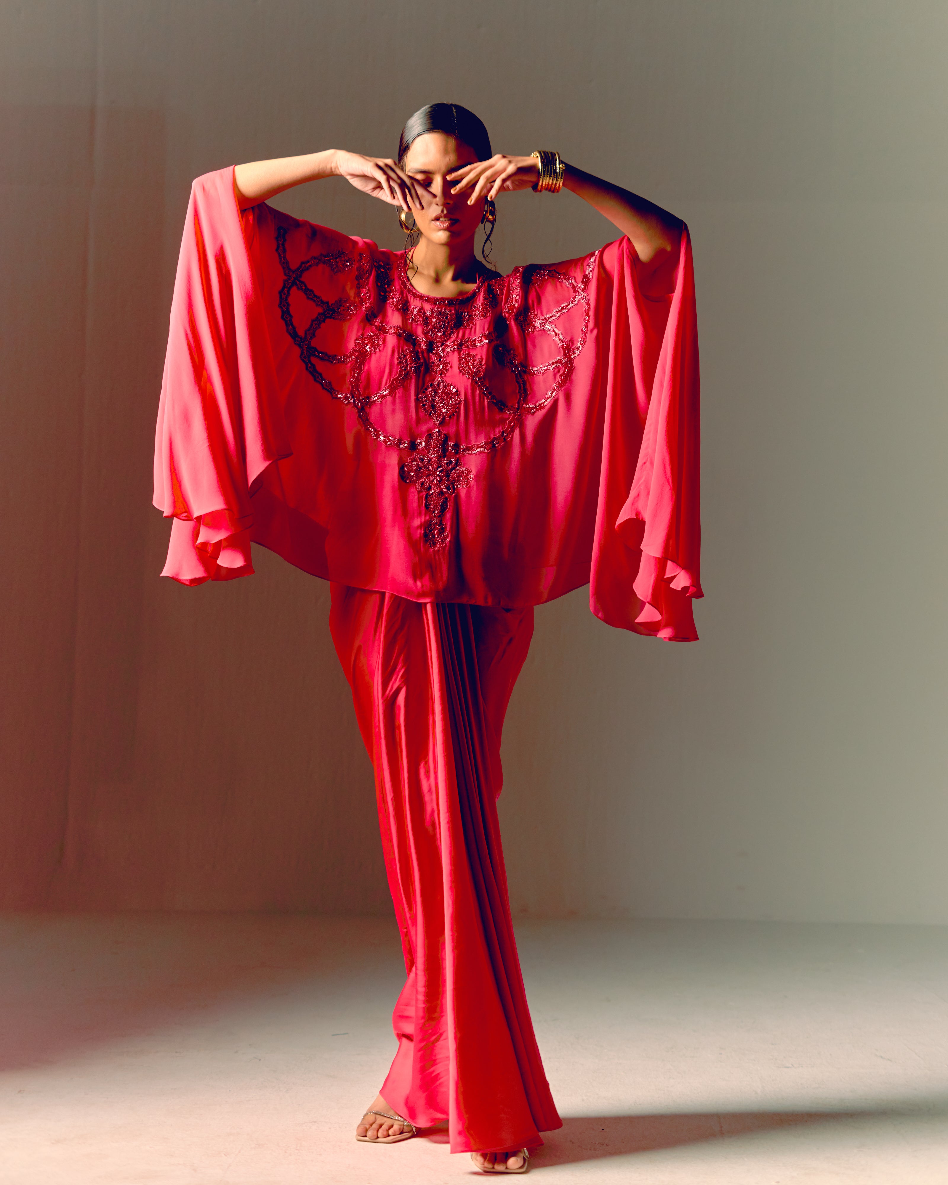 Chakra Cape and Draped Skirt Set