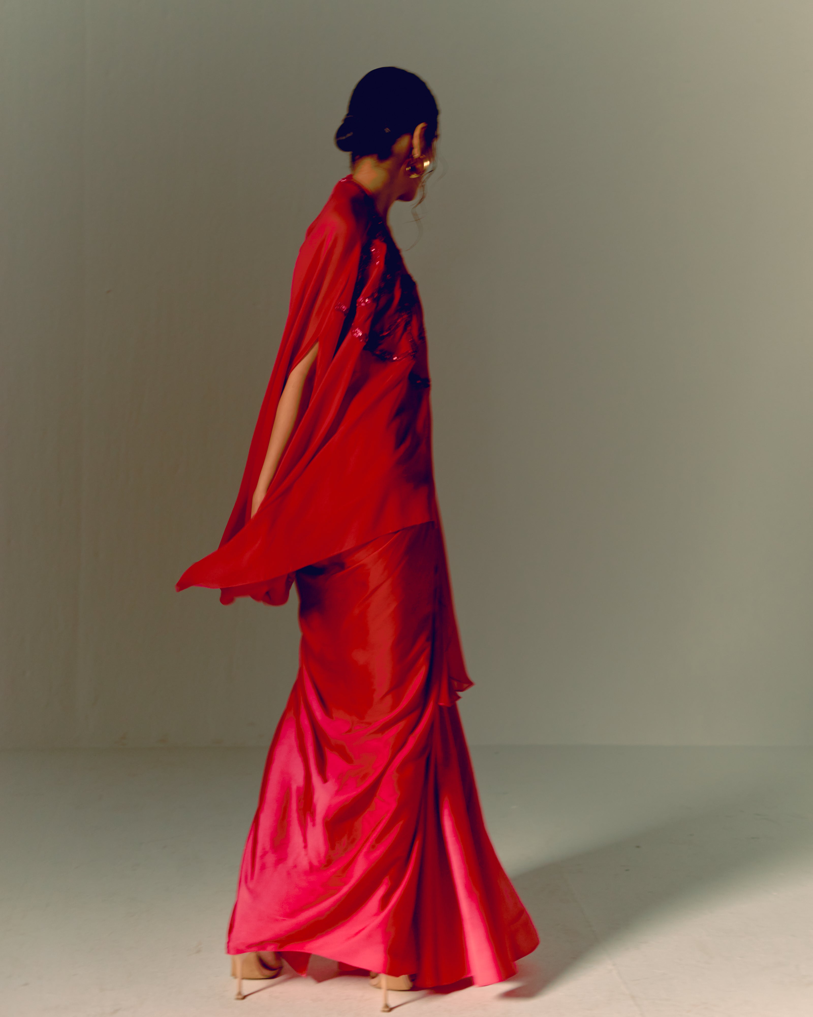 Chakra Cape and Draped Skirt Set