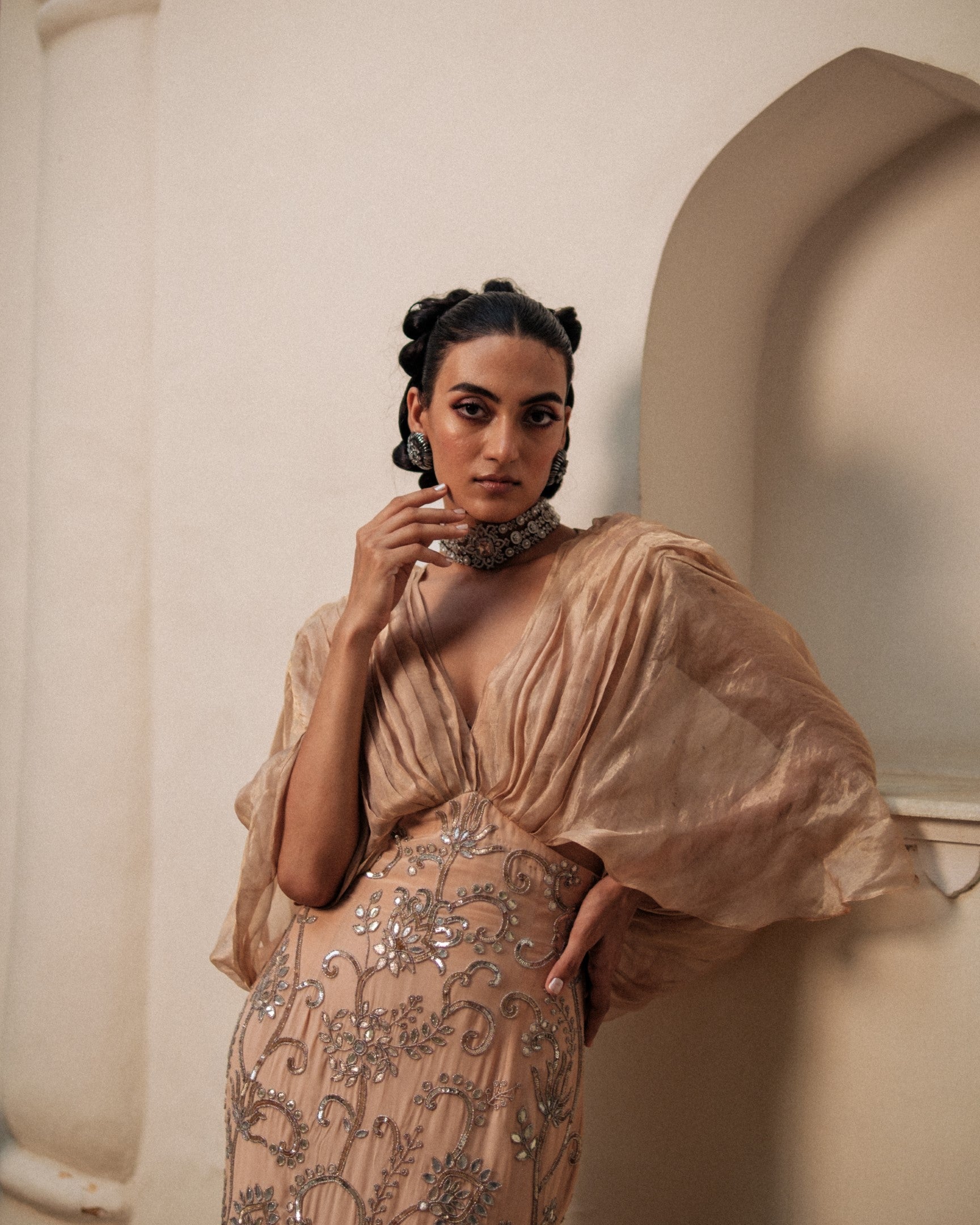 Bedouin Henna Draped Top and Skirt Set