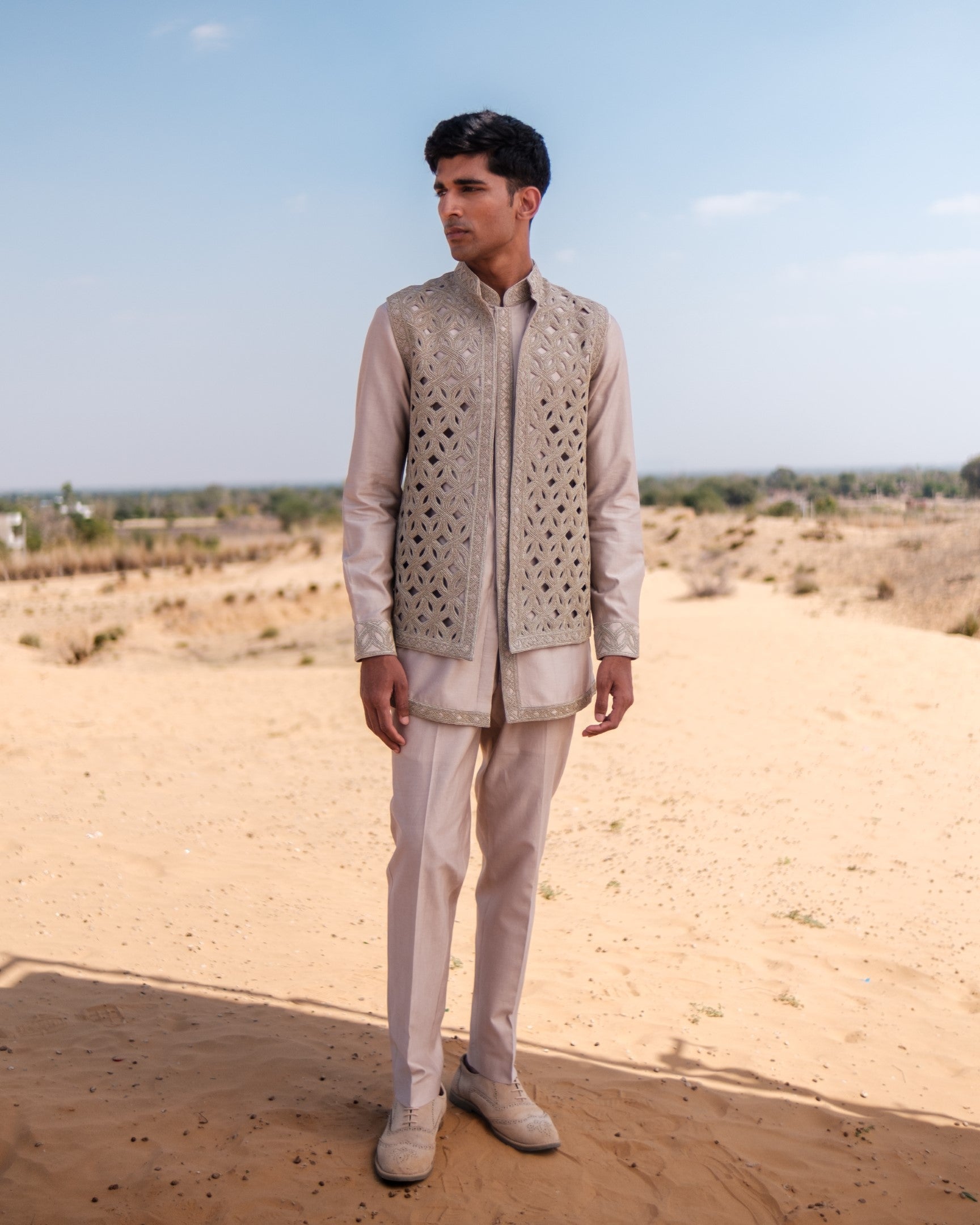 Interlace Nehru Jacket Set