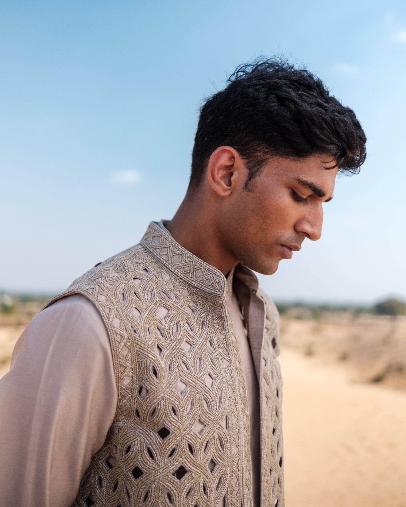 Interlace Nehru Jacket Set