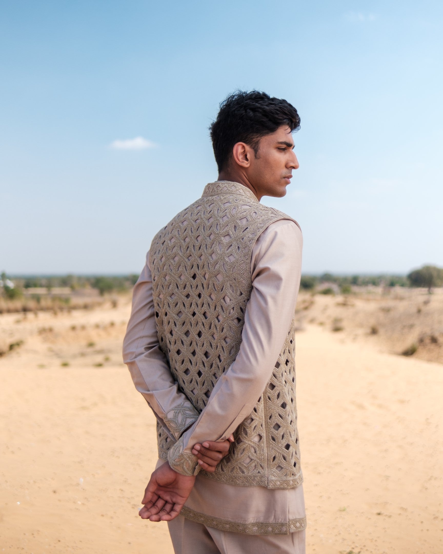 Interlace Nehru Jacket Set