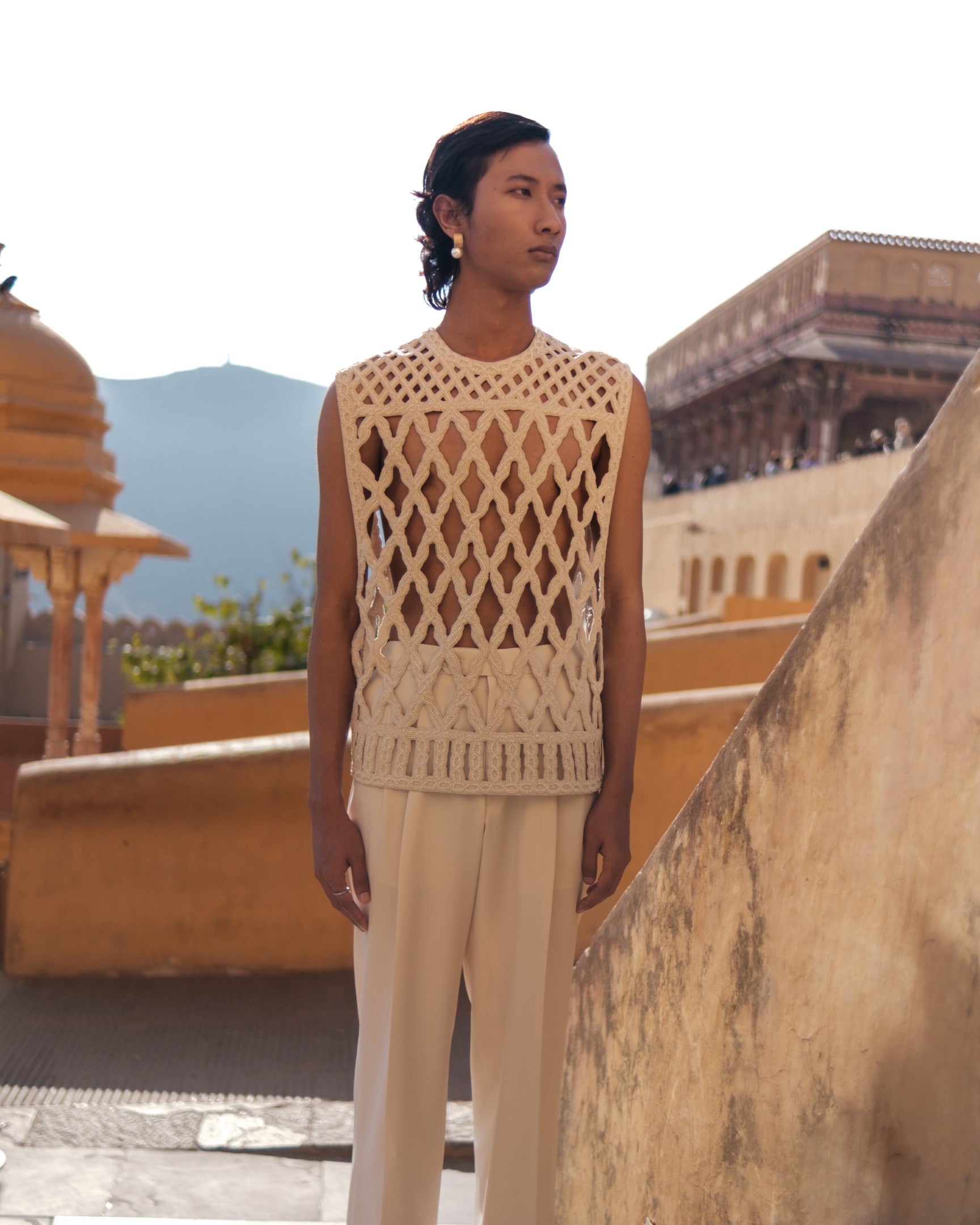Box Chain Vest Kurta Set