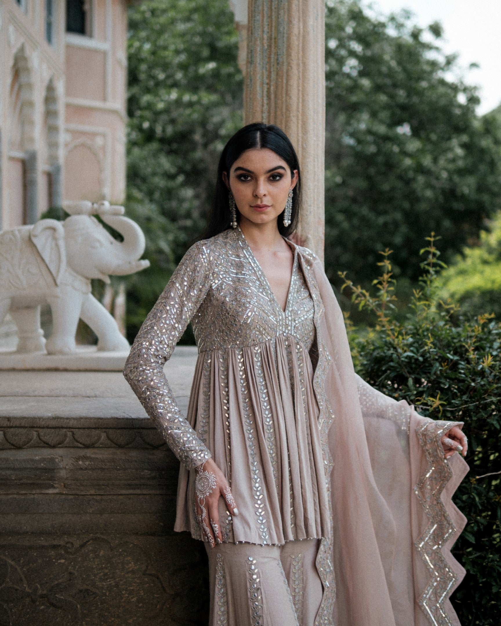 Tribal Henna Anarkali Sharara Set
