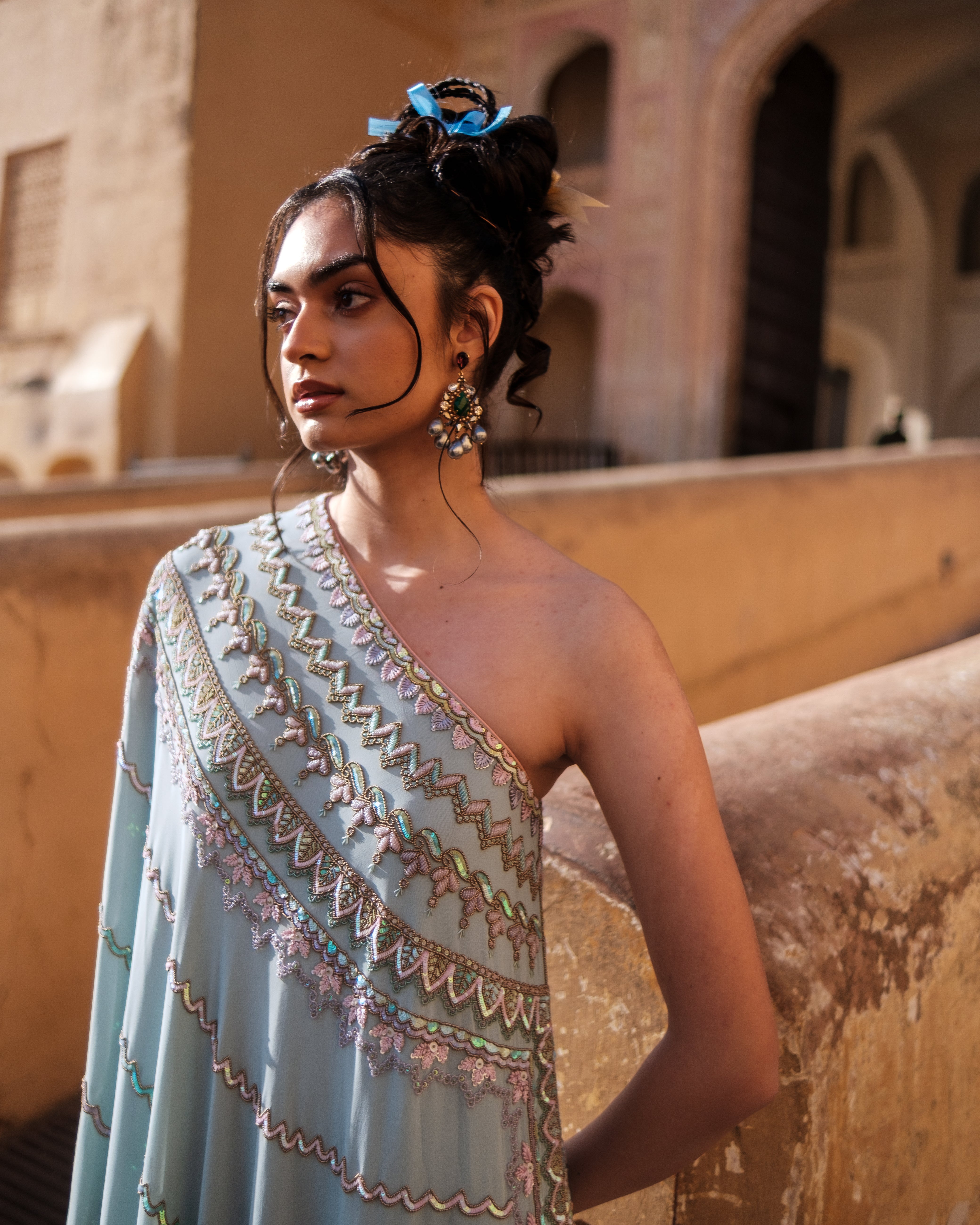 Yantra Off Shoulder Cape Tunc