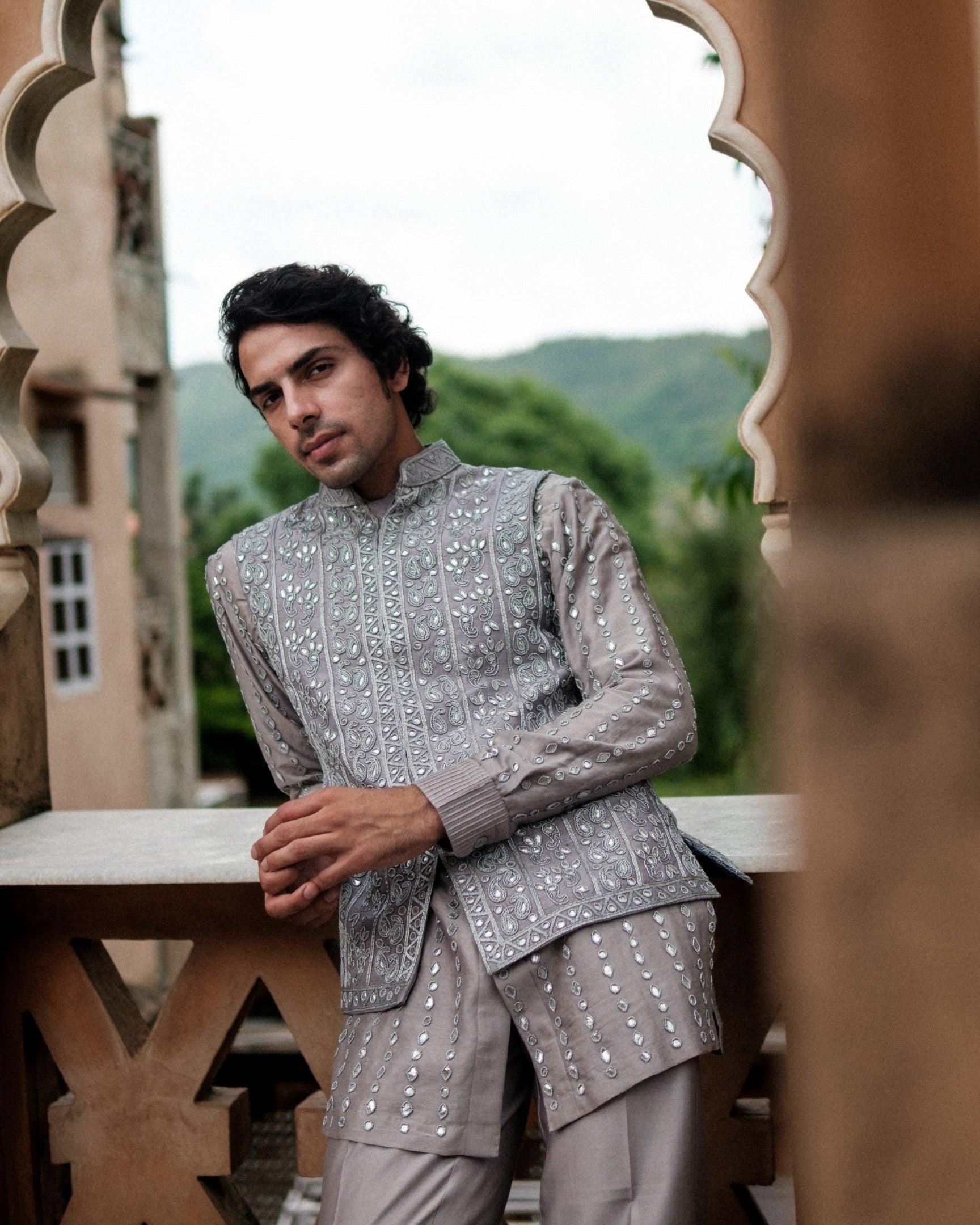 Paisley Stack Nehru Jacket Set