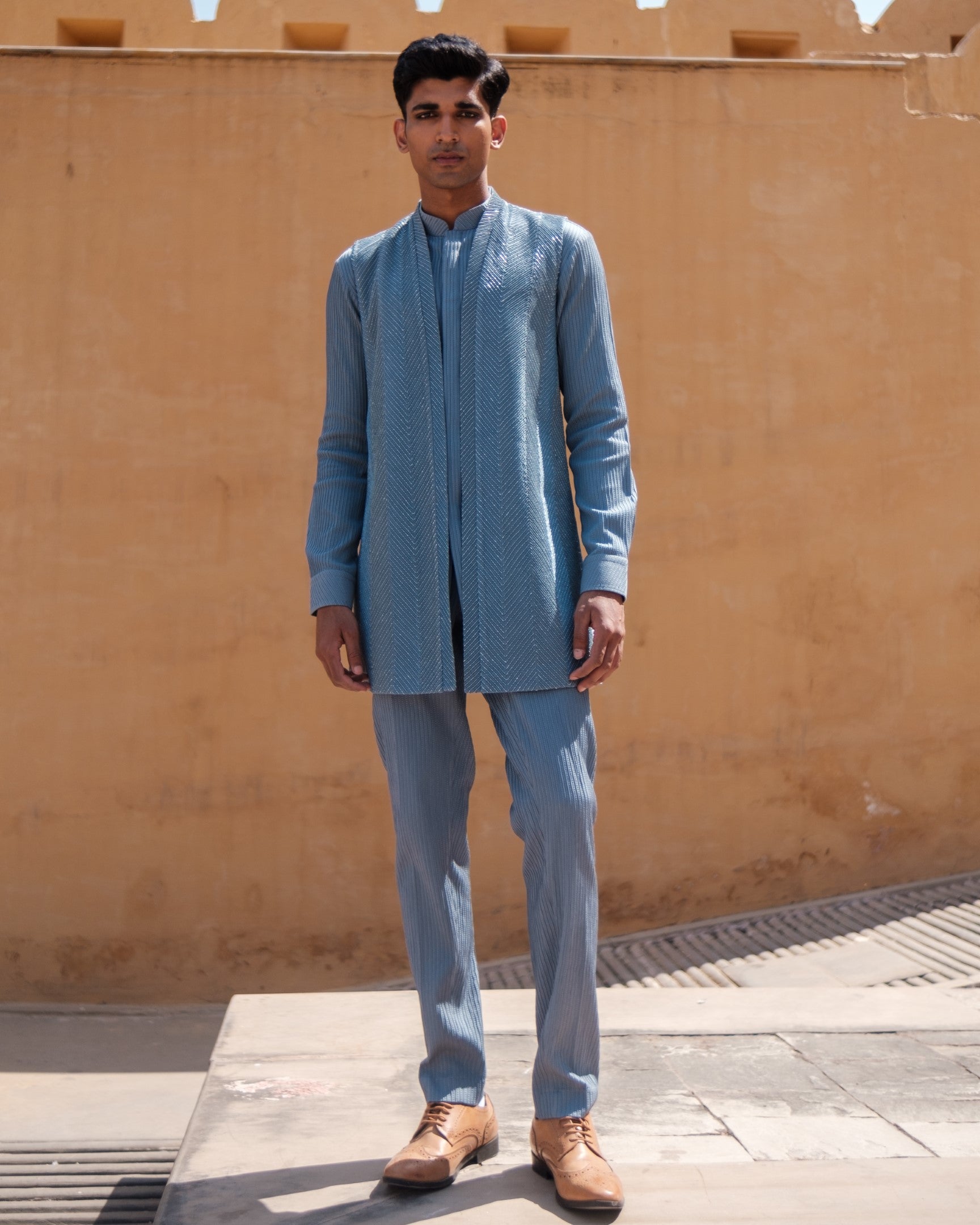 Chevron Shield Nehru Jacket Set