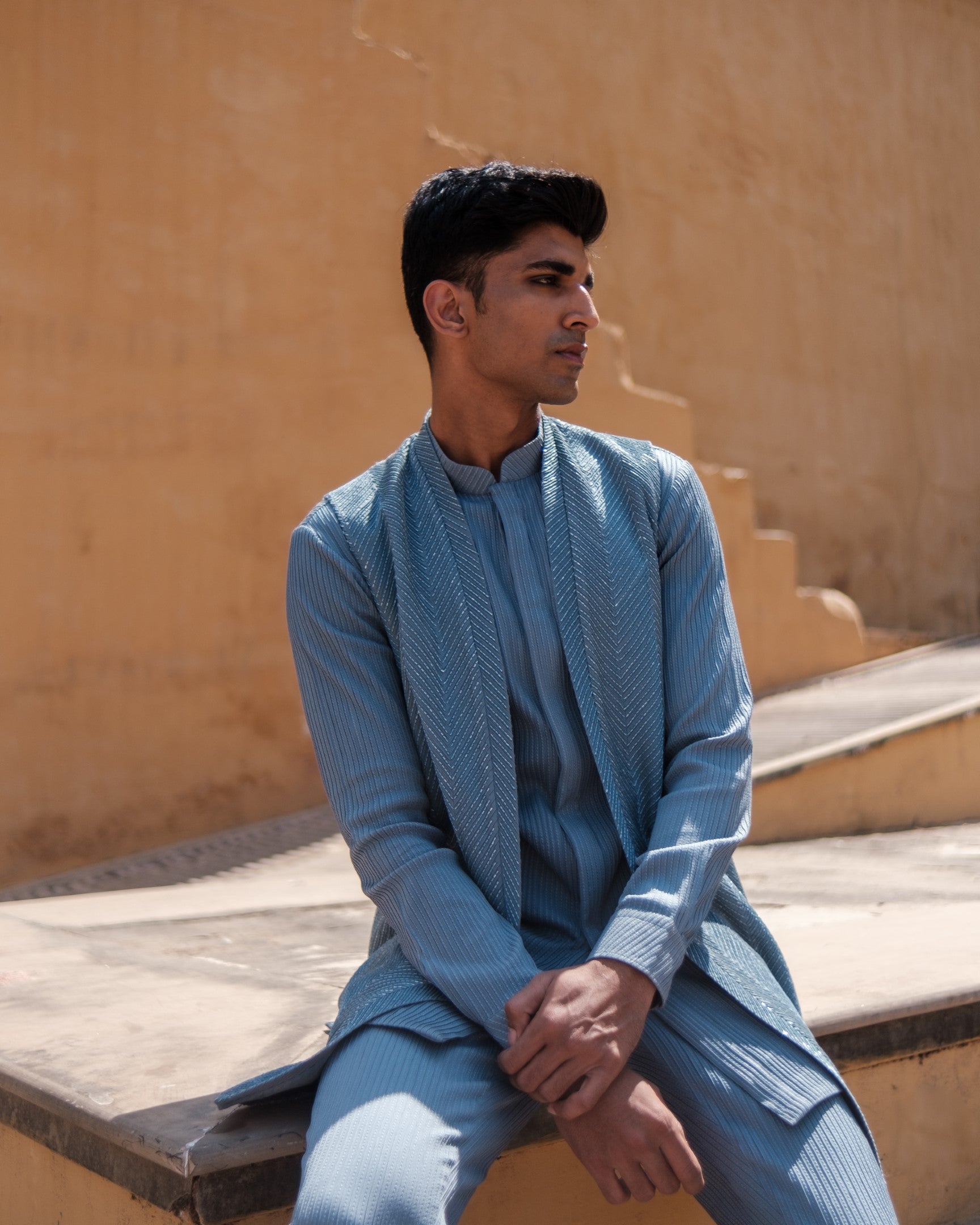 Chevron Shield Nehru Jacket Set