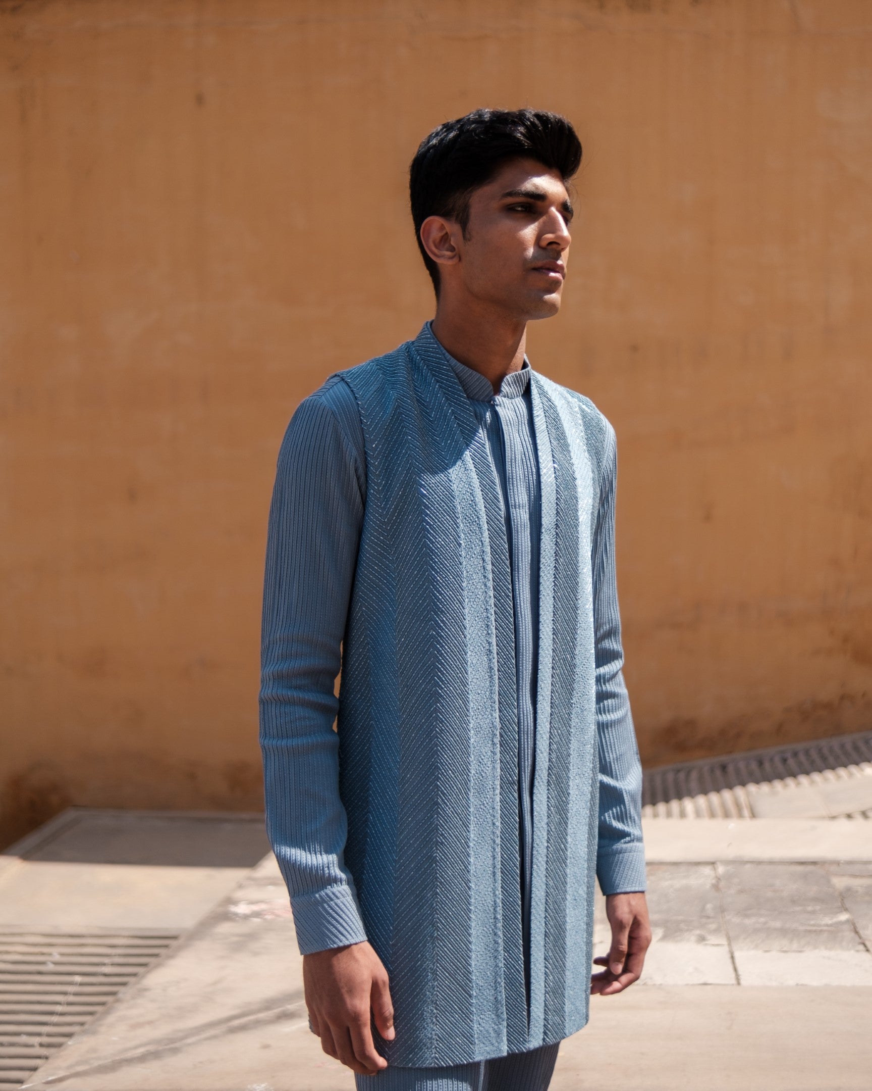 Chevron Shield Nehru Jacket Set
