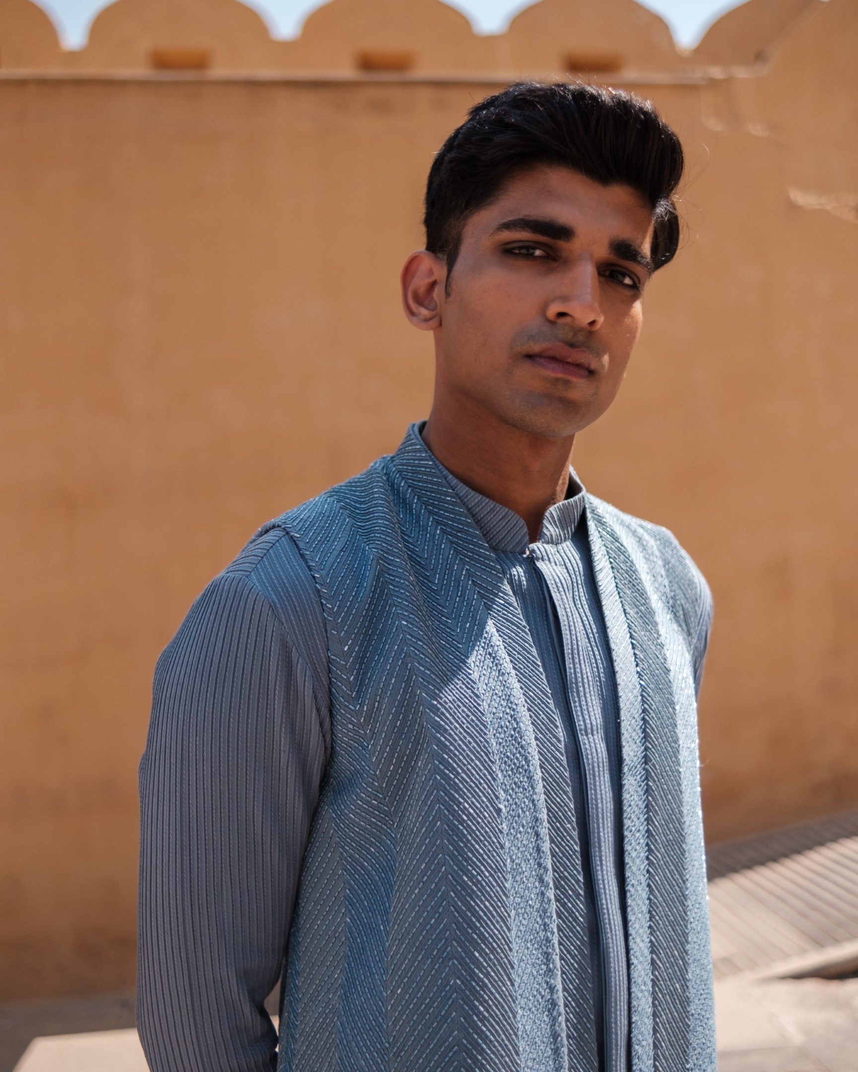 Chevron Shield Nehru Jacket Set