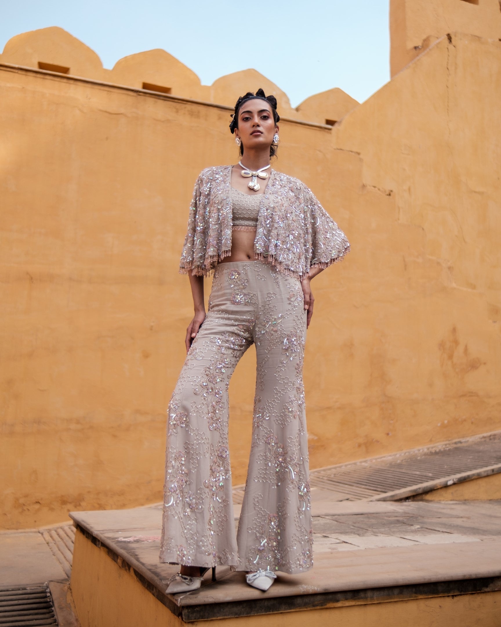 Honeycomb Bud Cape and Pants set