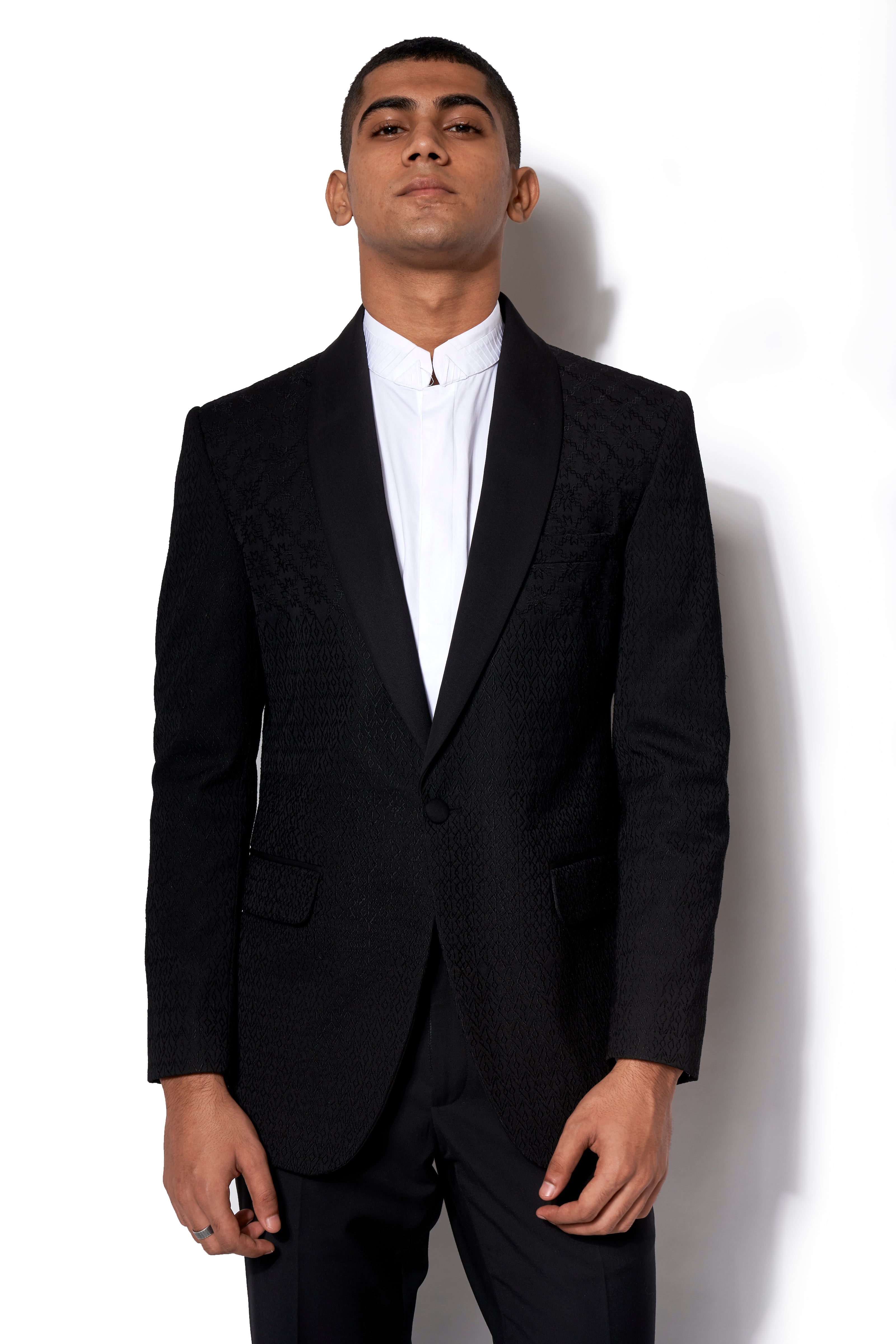 Black Thread Embroidered Tuxedo