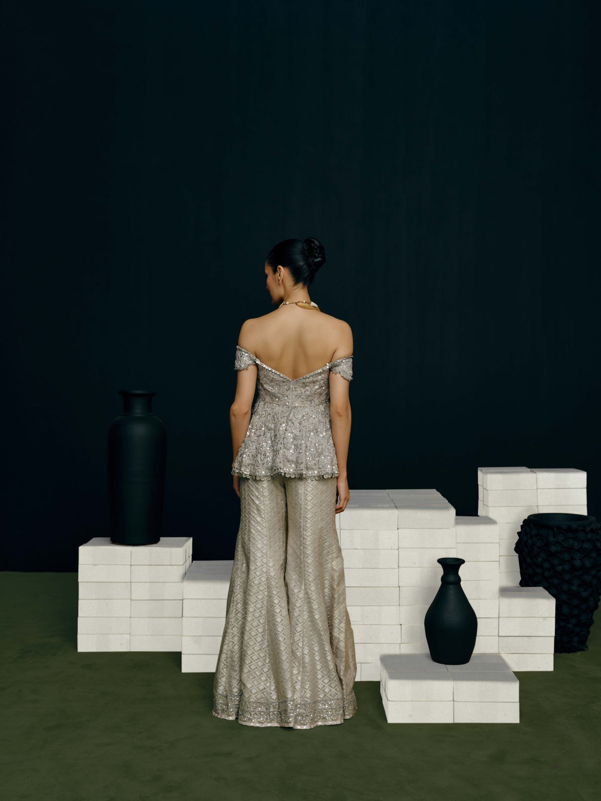 Veera peplum and flared pants set