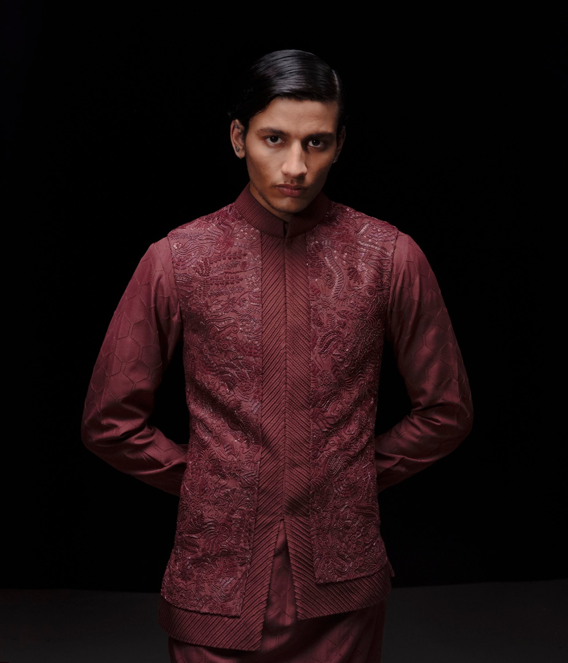 Ocean Nehru Jacket Set