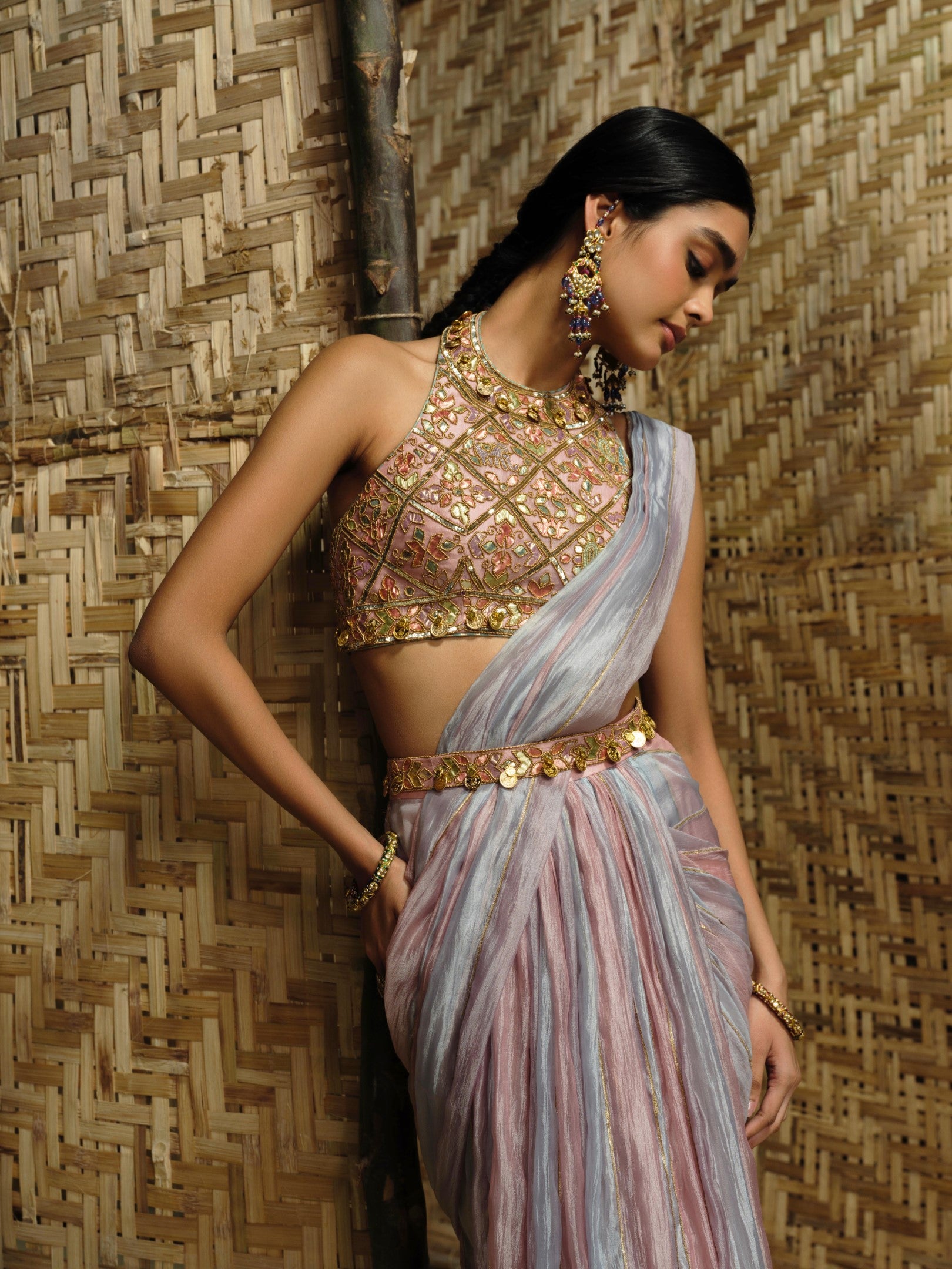 Lishak Stitched Saree Set