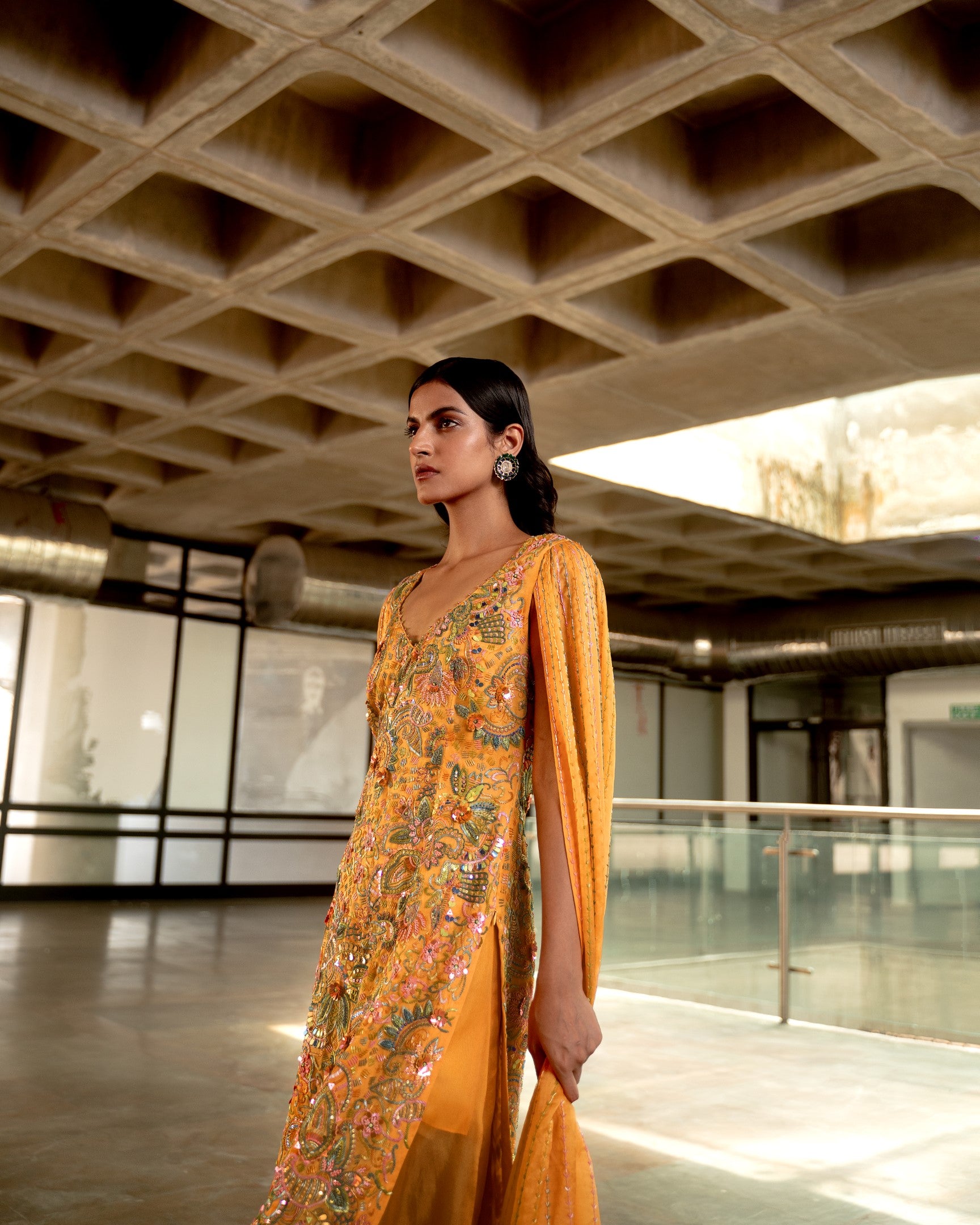 Sunset Meadow Cape Kurta Set