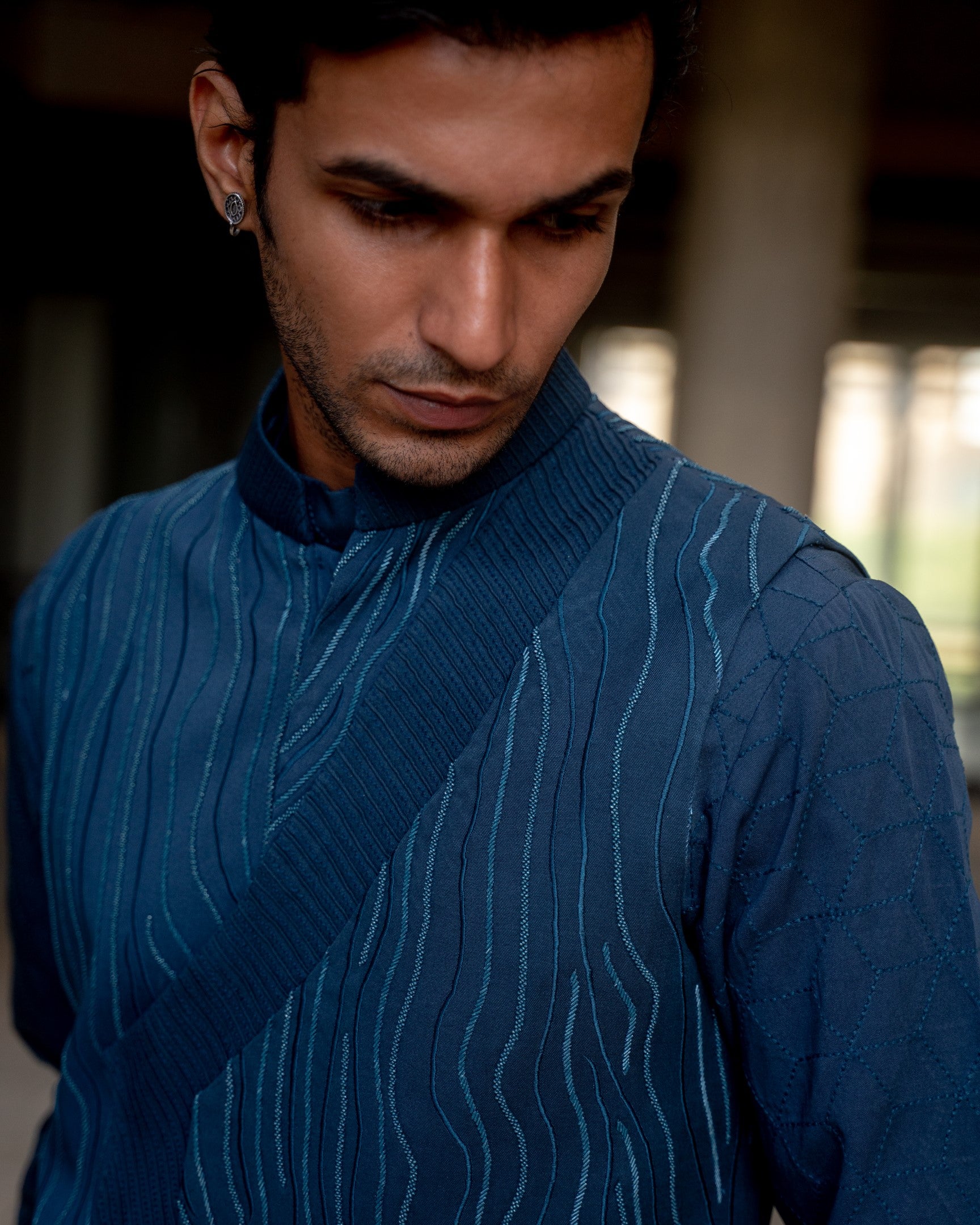 Ocean Wave Nehru Jacket Set