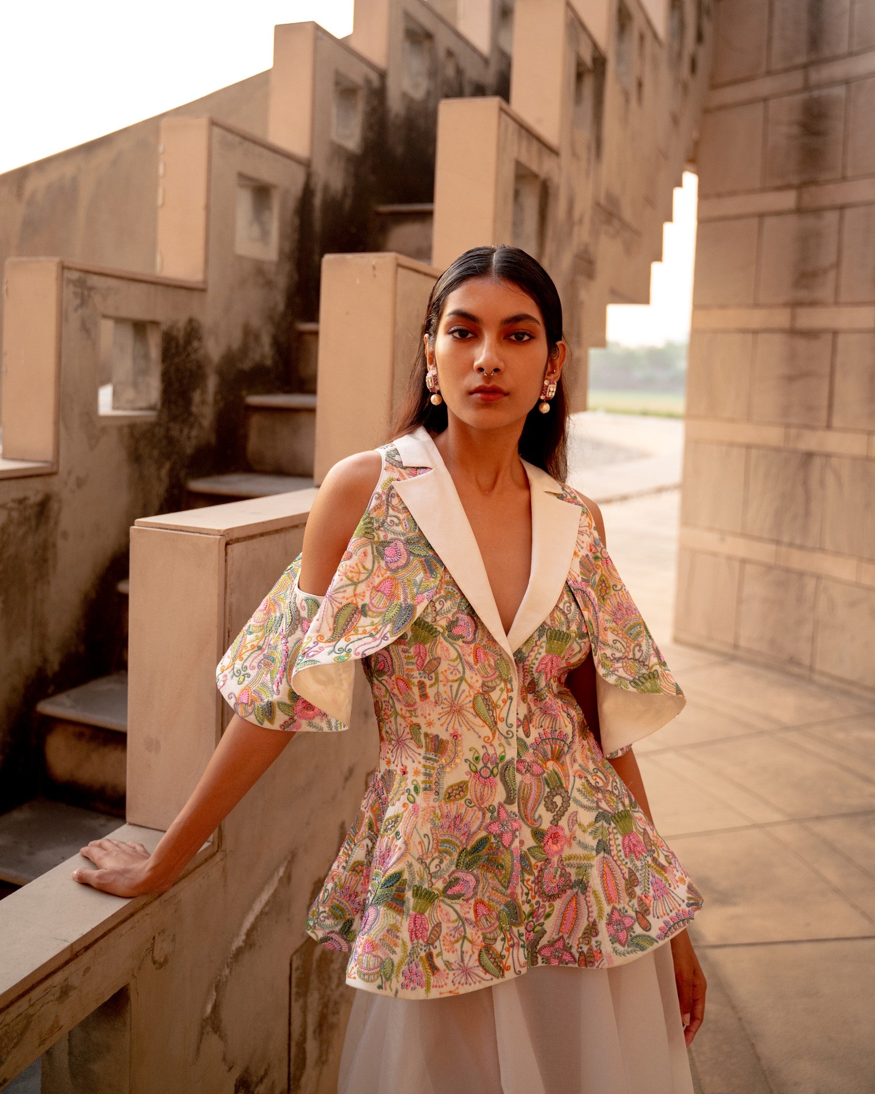 Botanical Garden Sleeveless Tuxedo Set