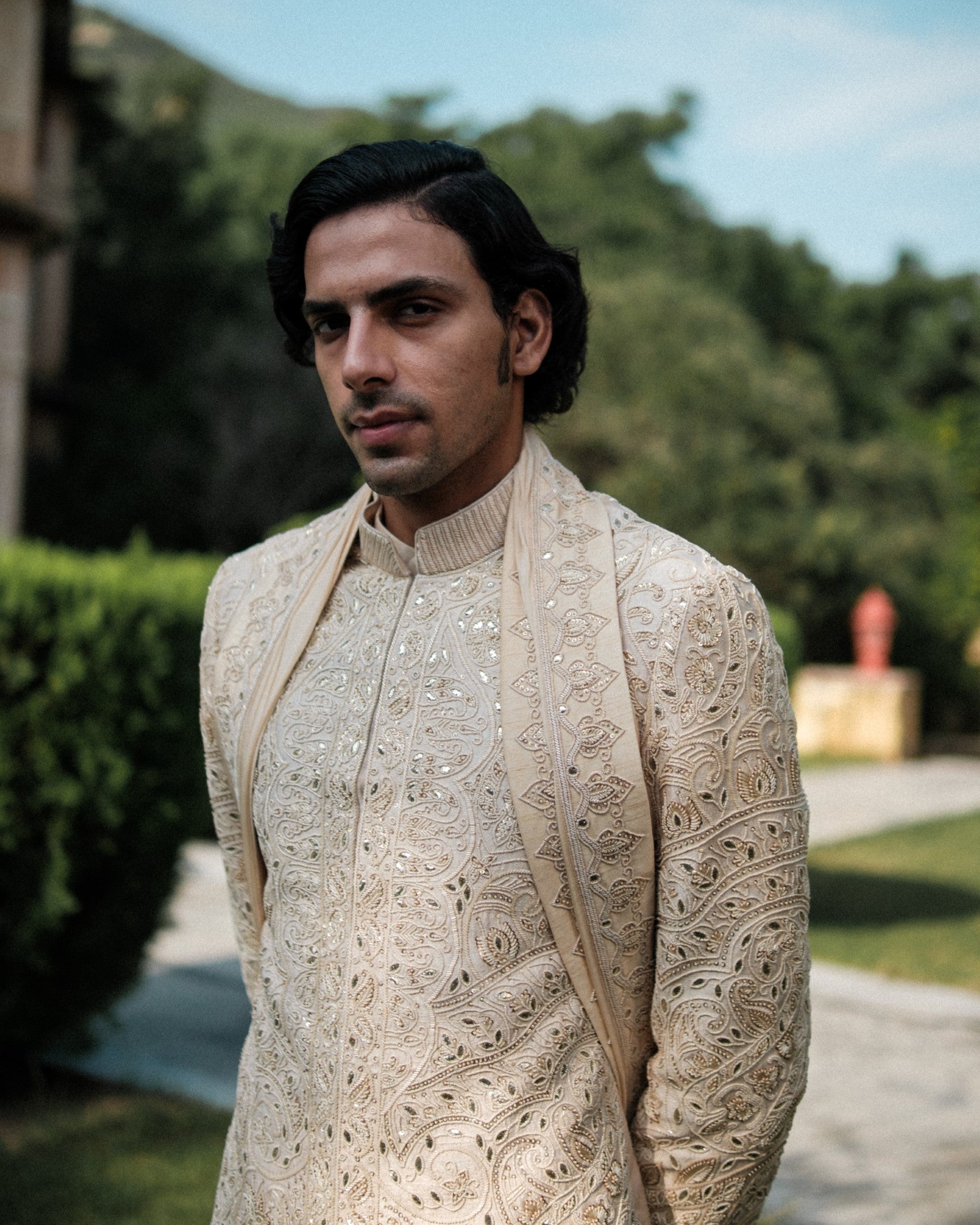 Tangled Henna Sherwani Set