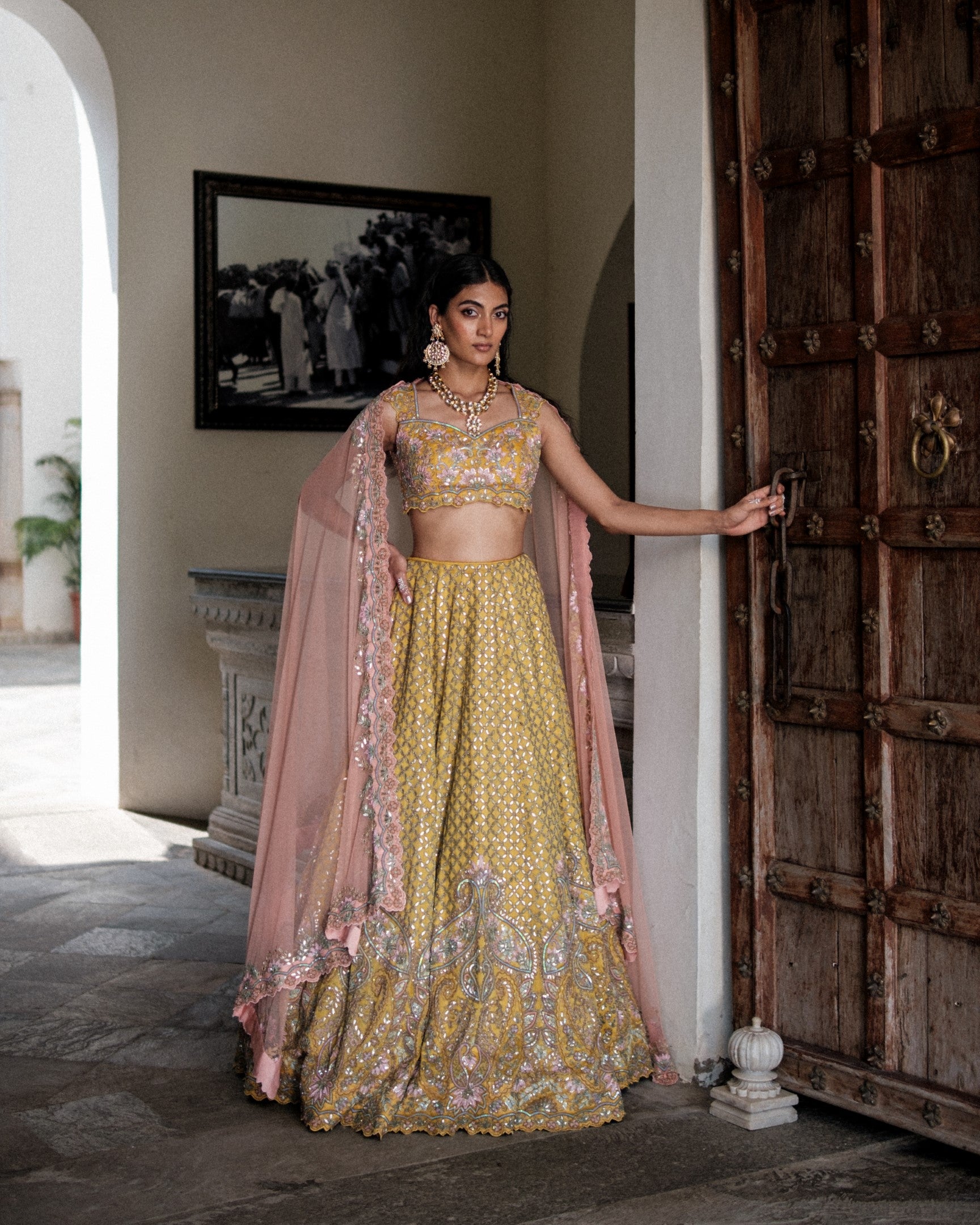 Mesh Henna Lehenga Set