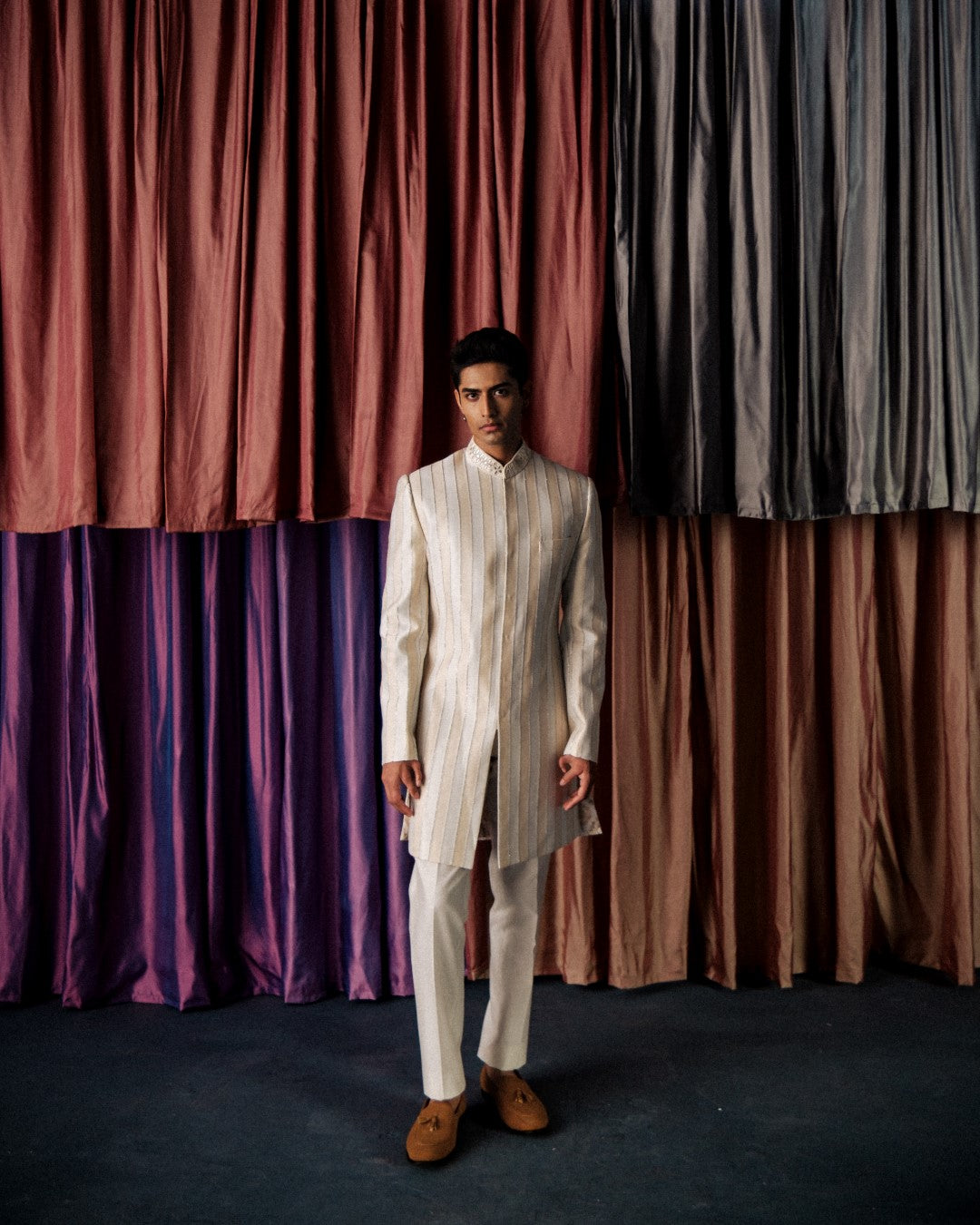 Striped Gotta Sherwani Set