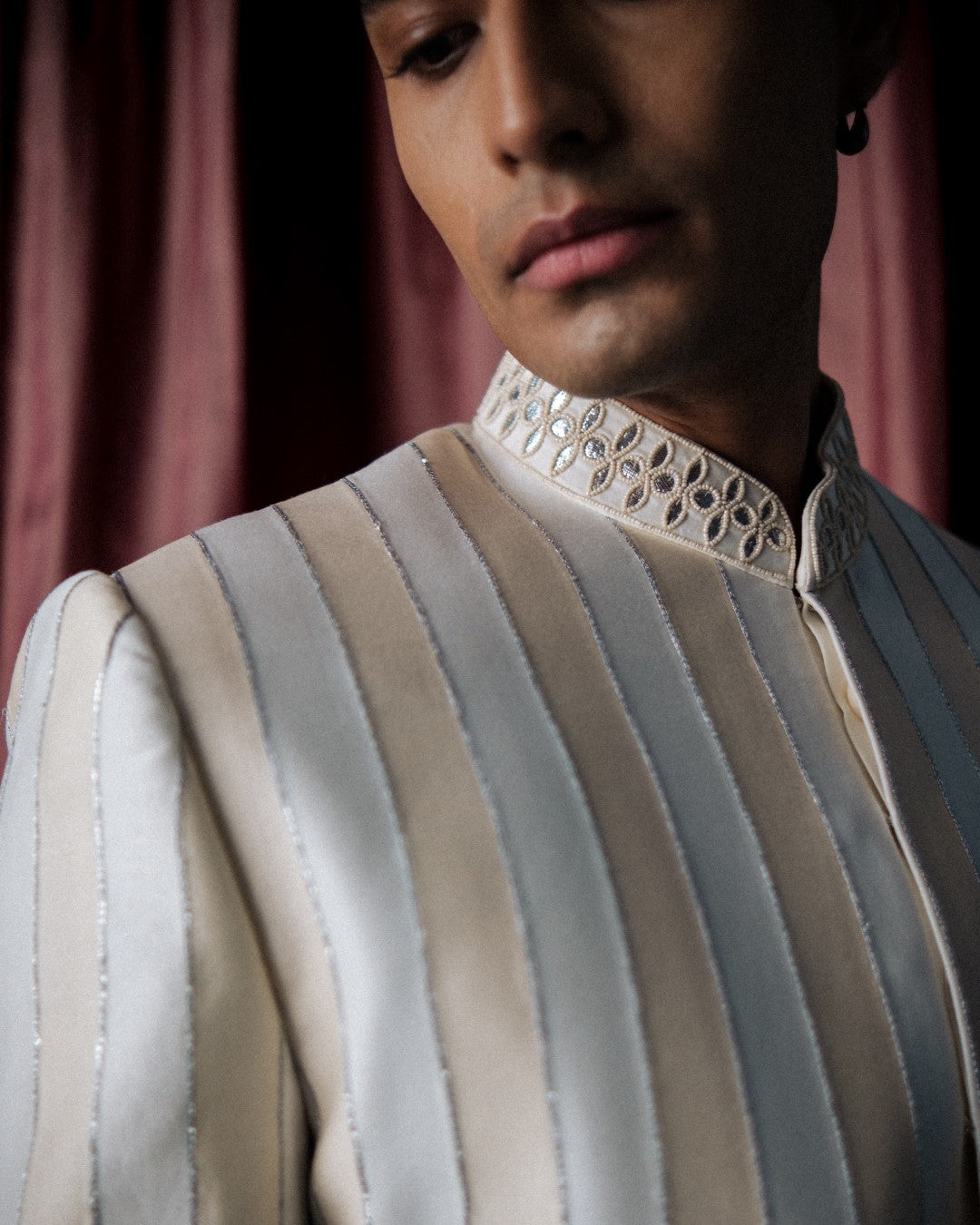 Striped Gotta Sherwani Set