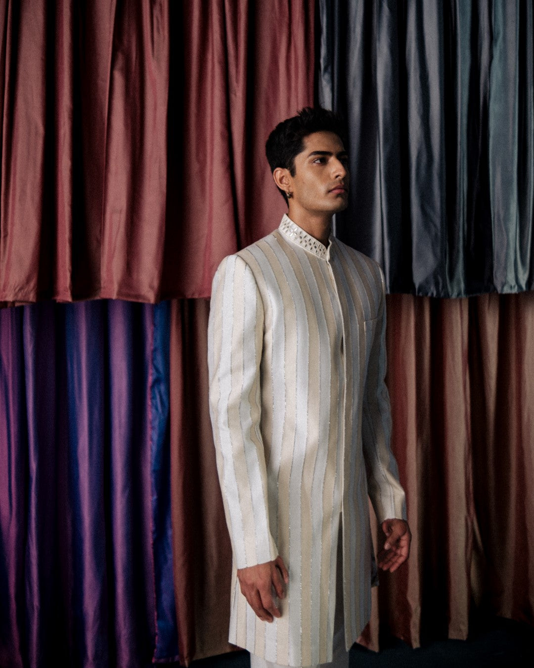 Striped Gotta Sherwani Set