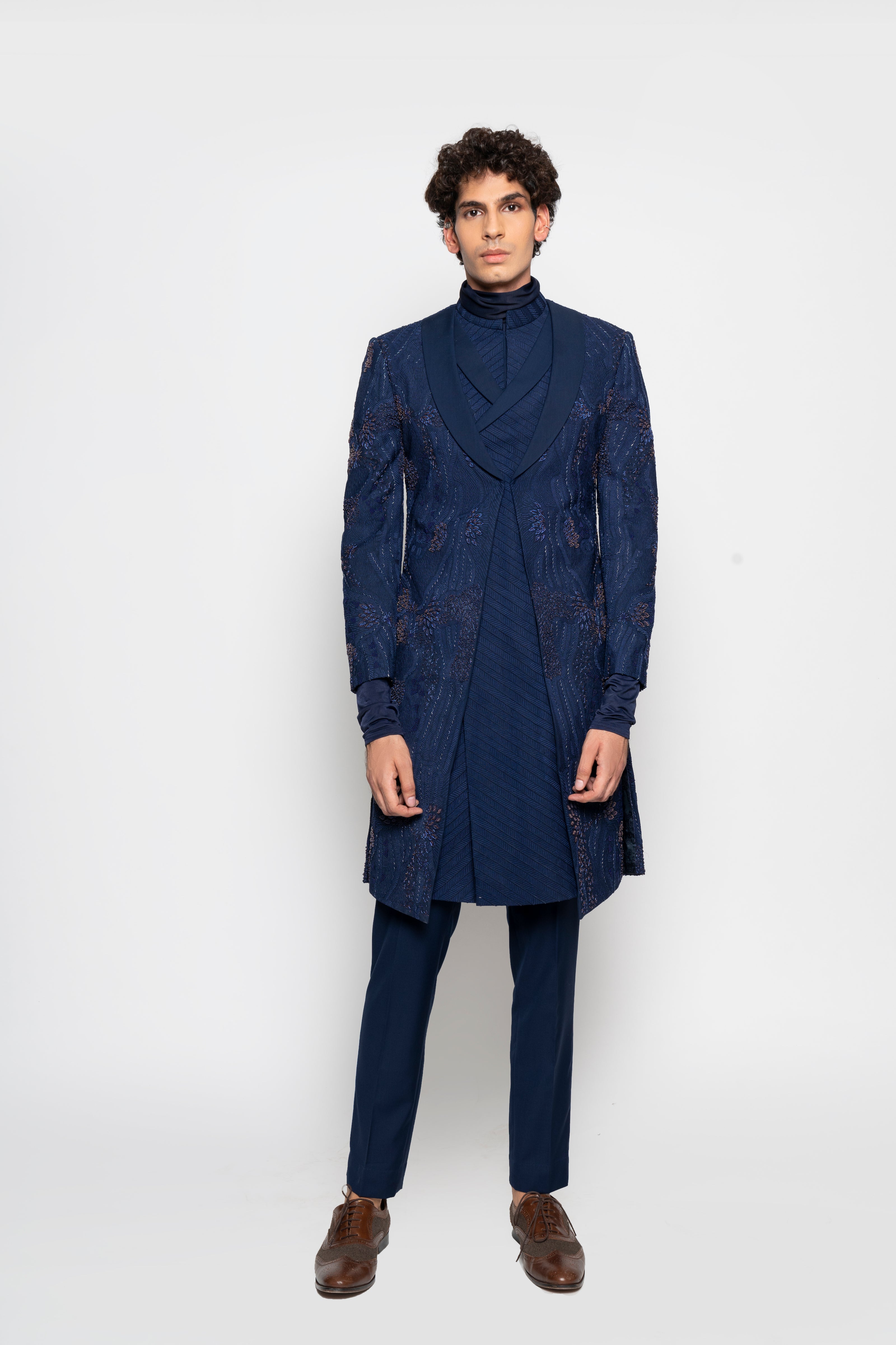 Sapphire Embroidered Long Jacket
