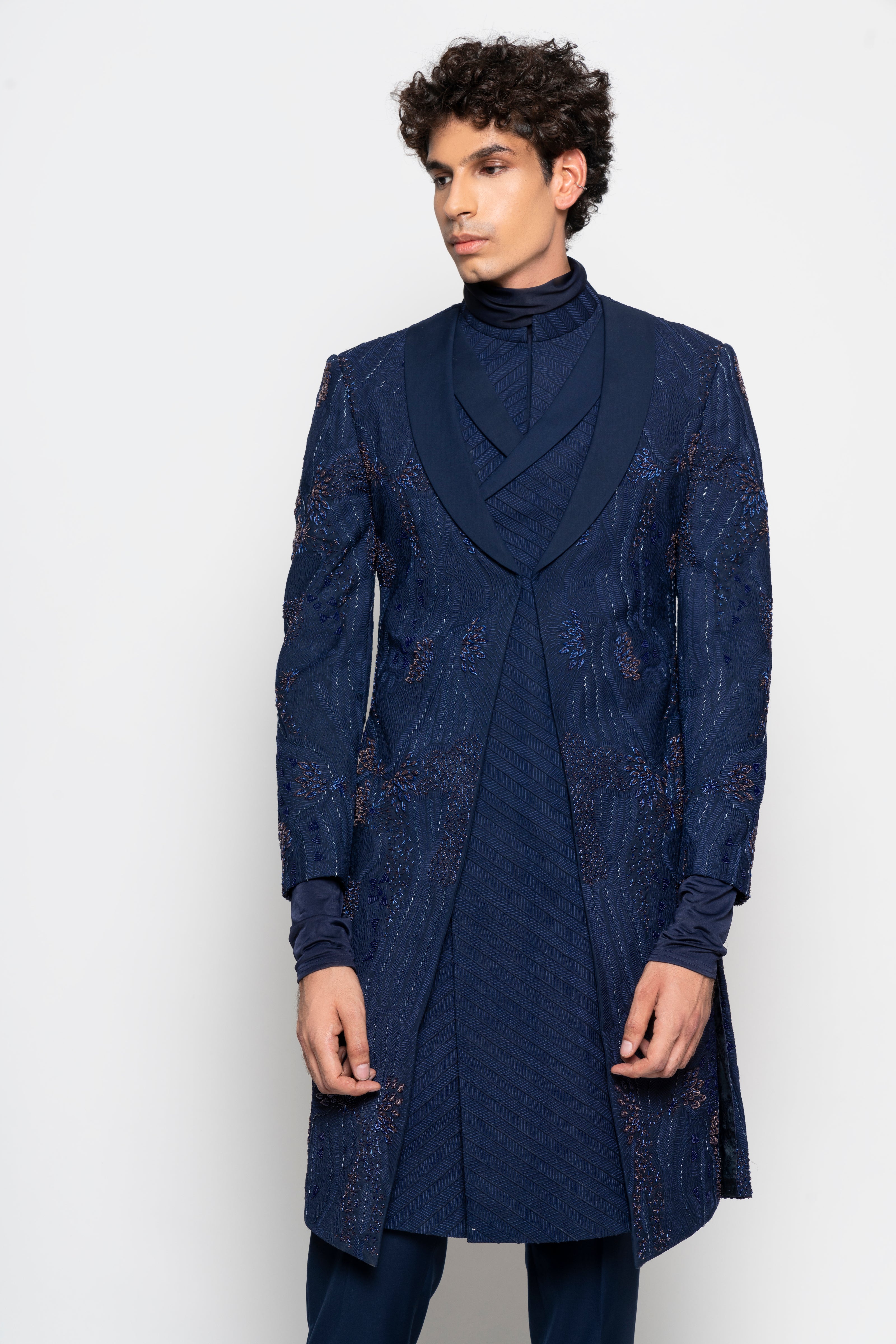 Sapphire Embroidered Long Jacket