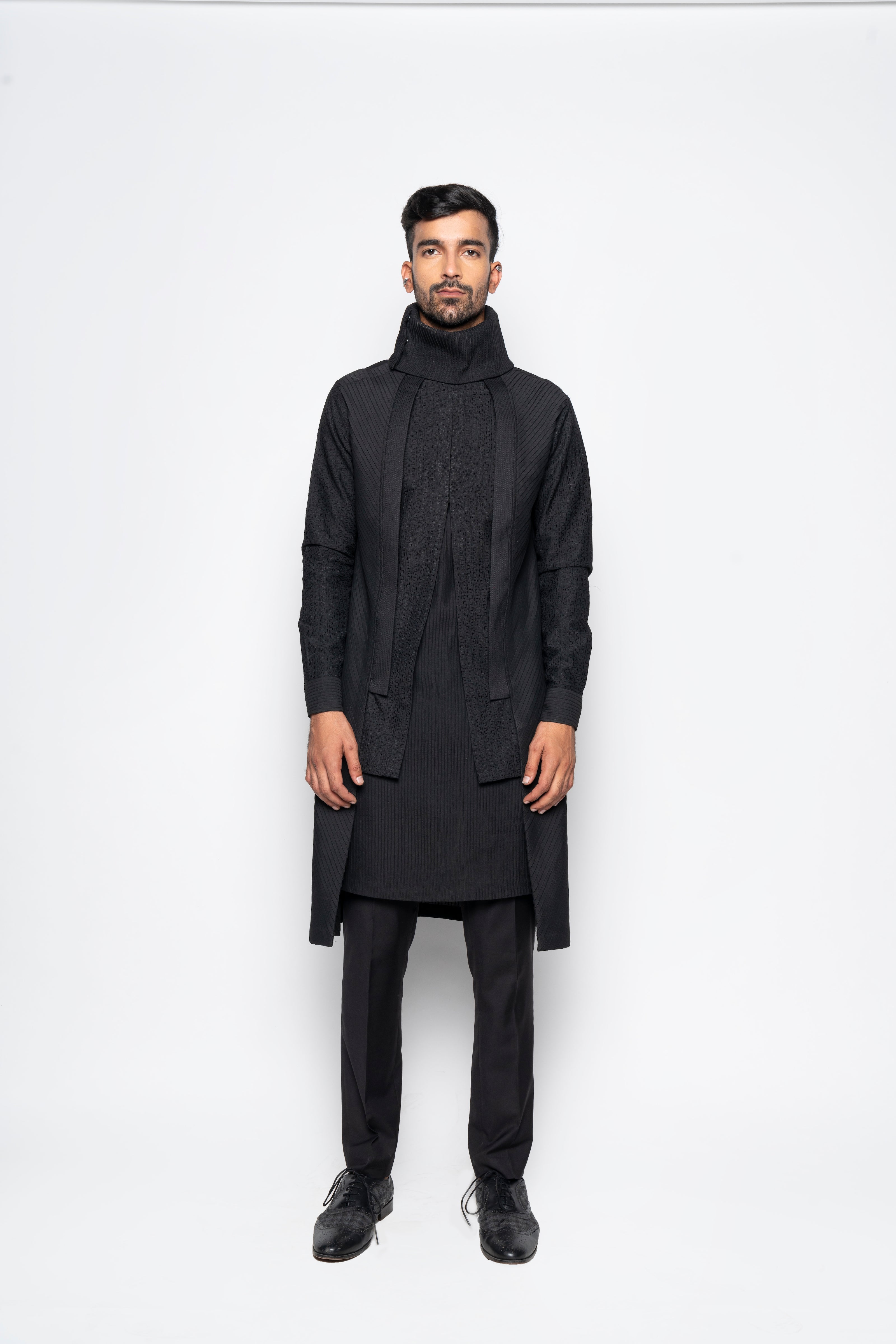 Illusory Ink High-Neck Kurta