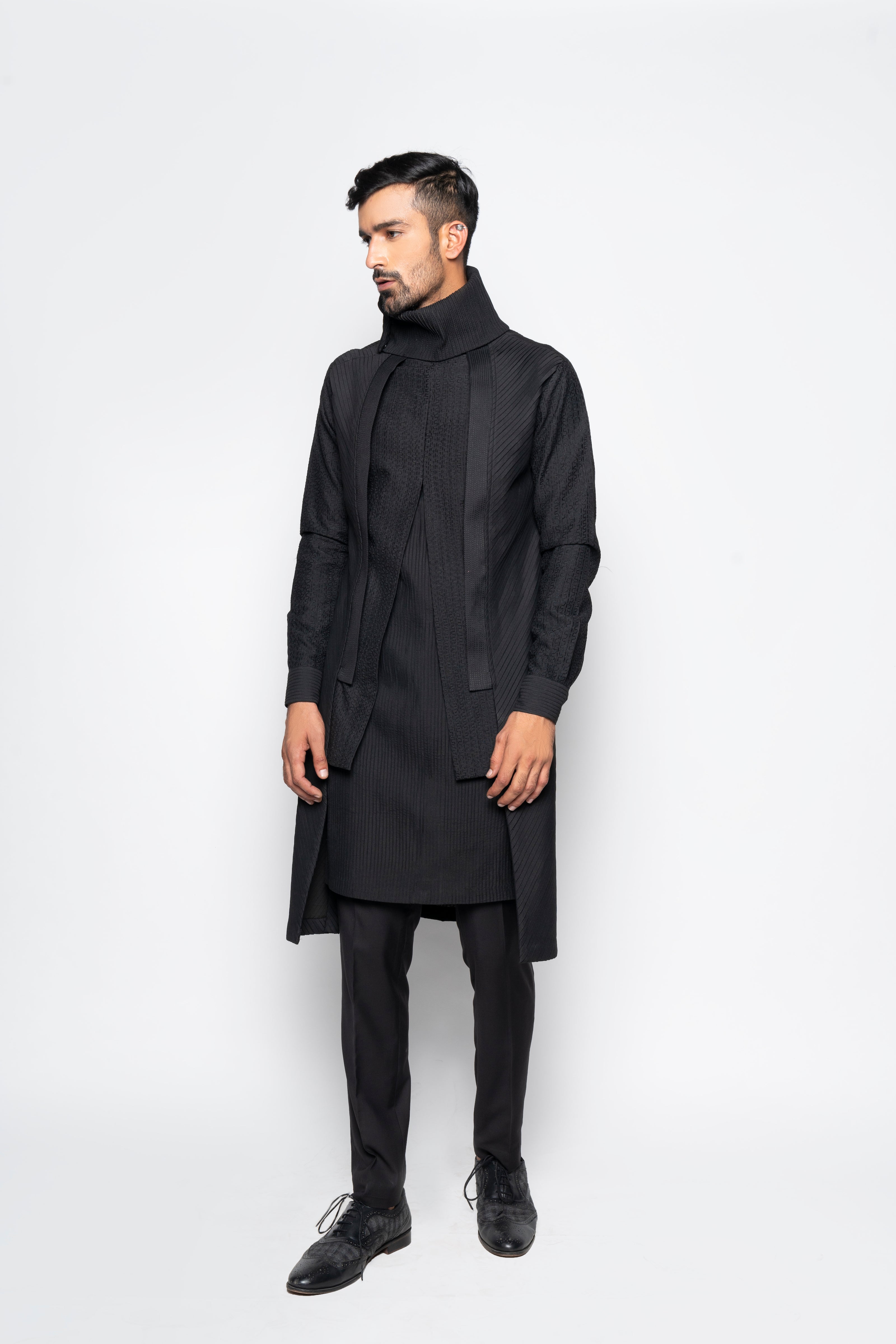 Illusory Ink High-Neck Kurta