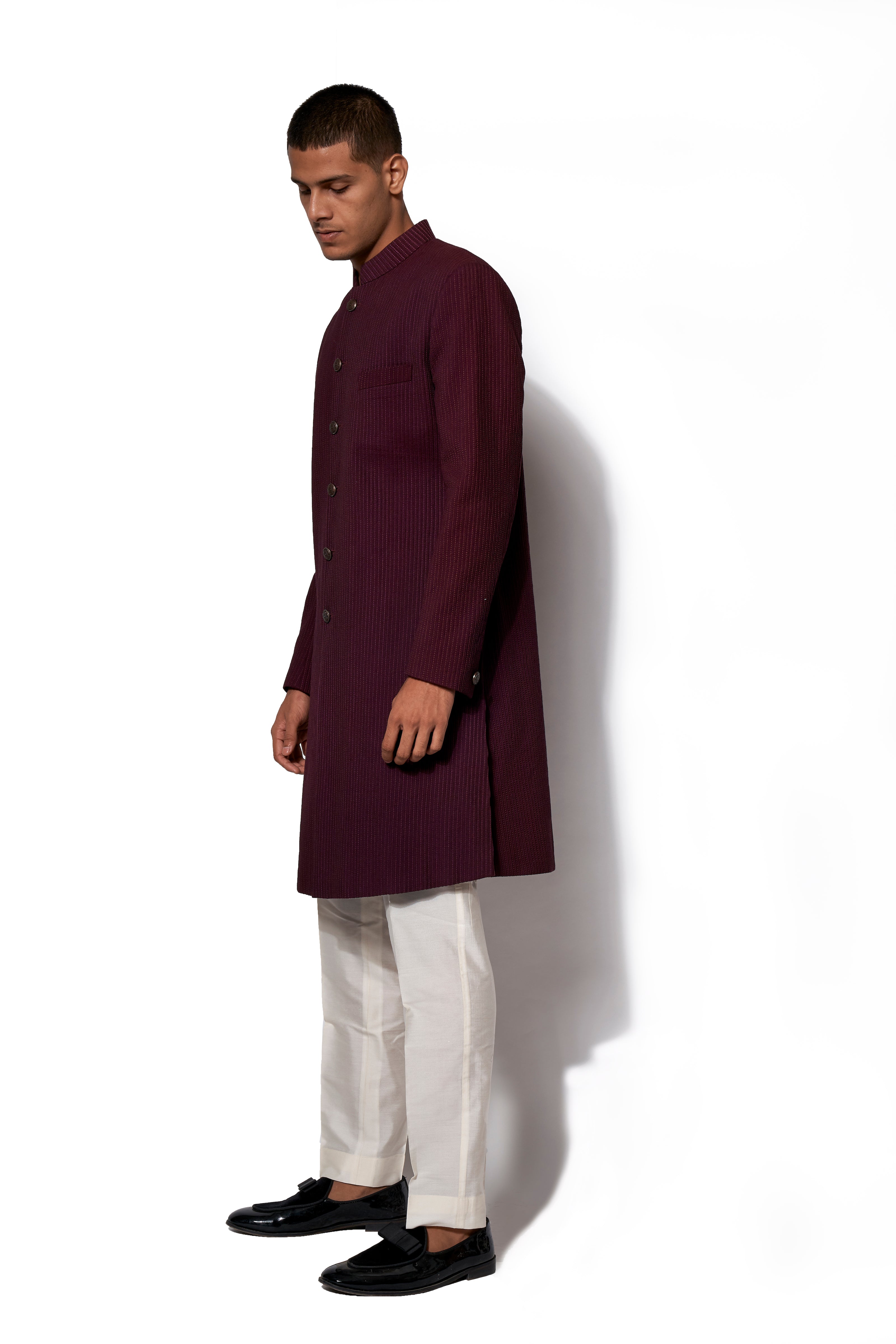 Wine Pintuck Jodhpur Suit