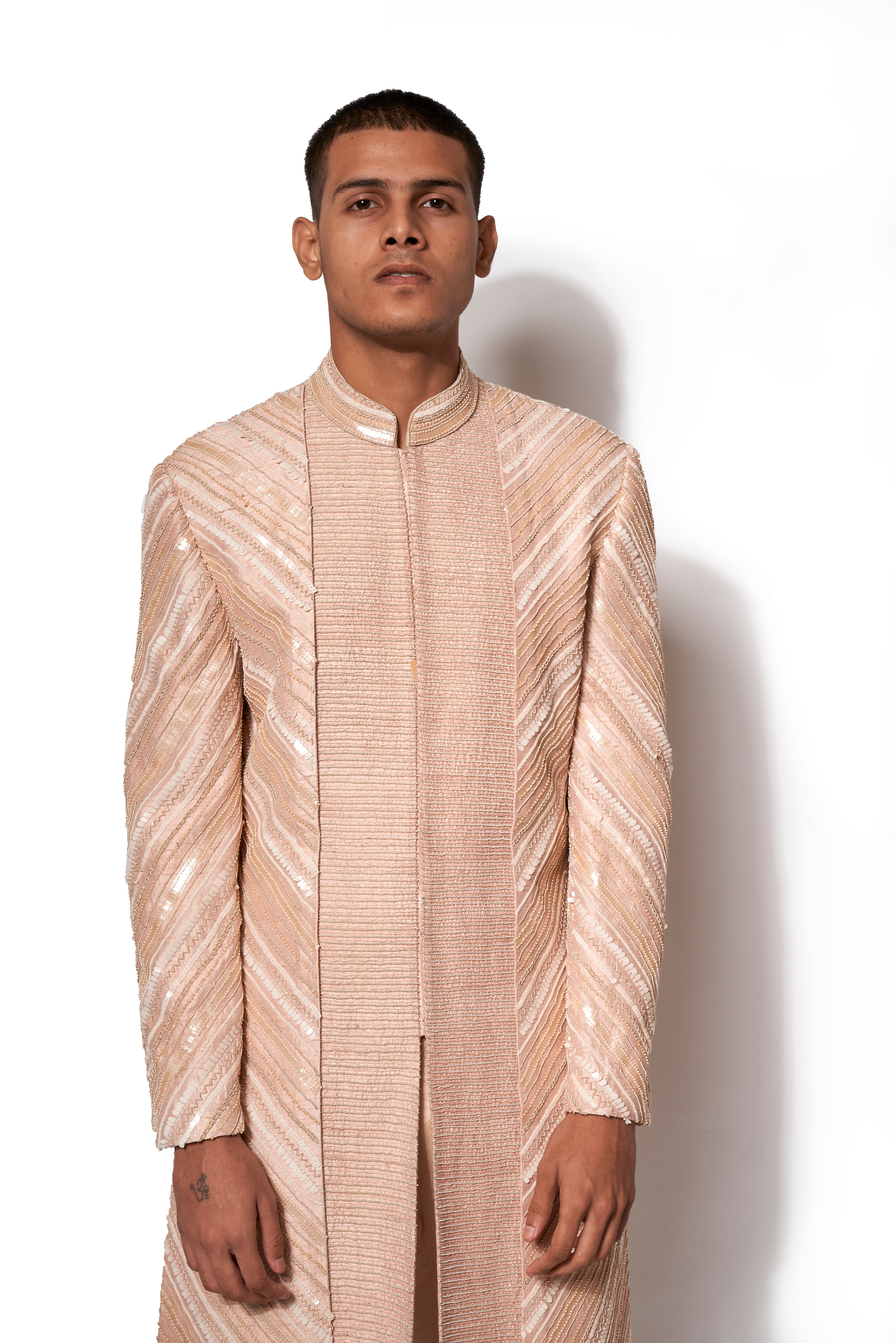 Beige Beaded Long Jacket