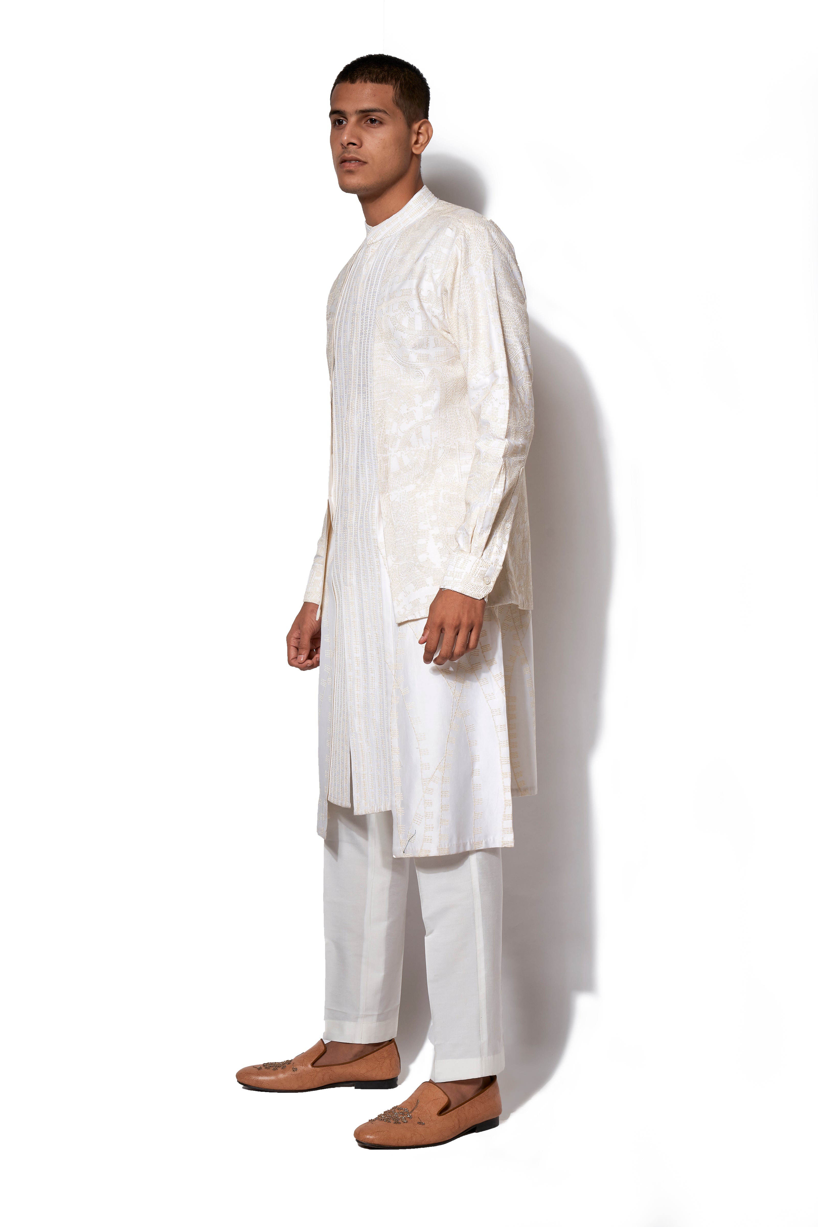 Embroidered Ivory Illusory Kurta