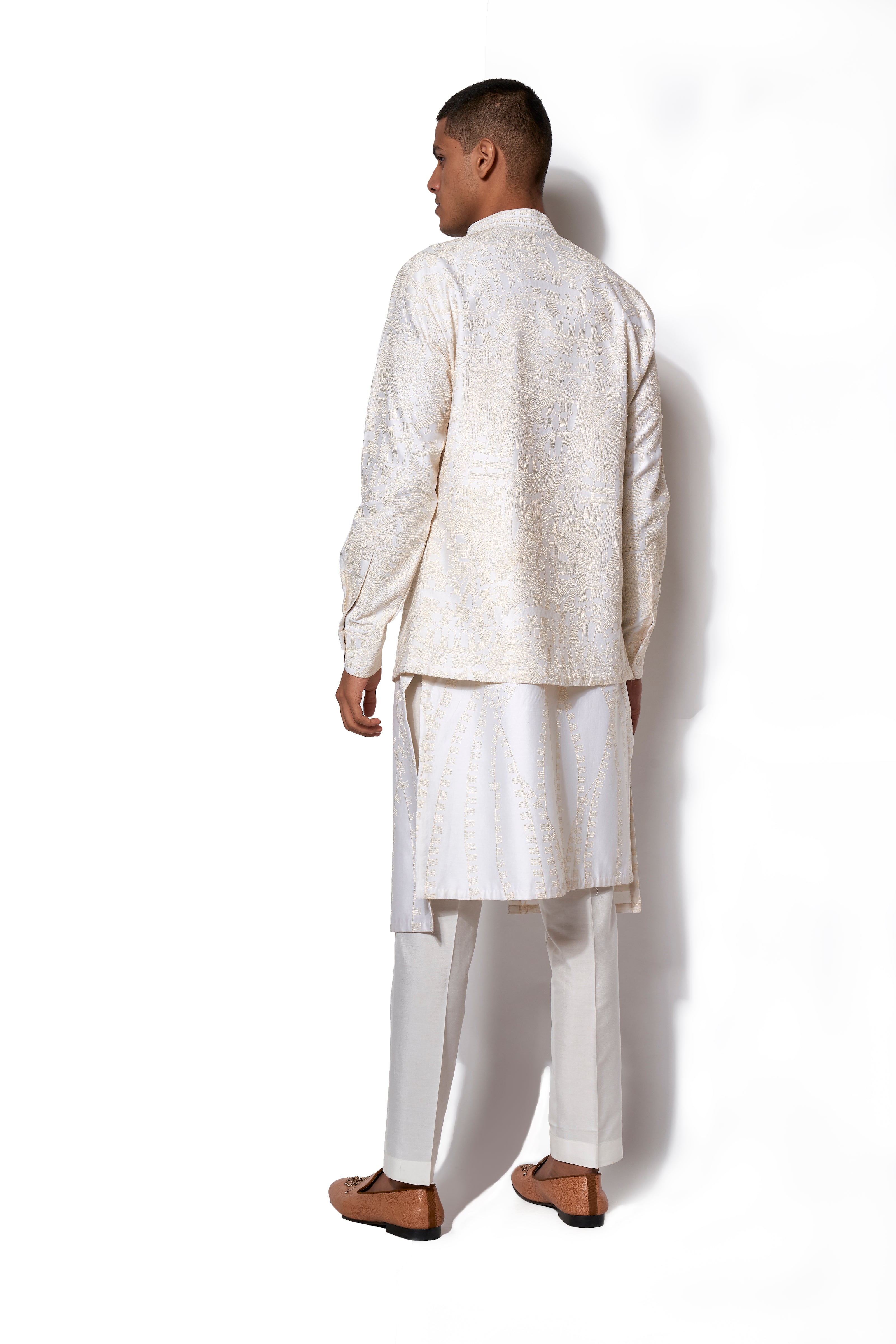 Embroidered Ivory Illusory Kurta