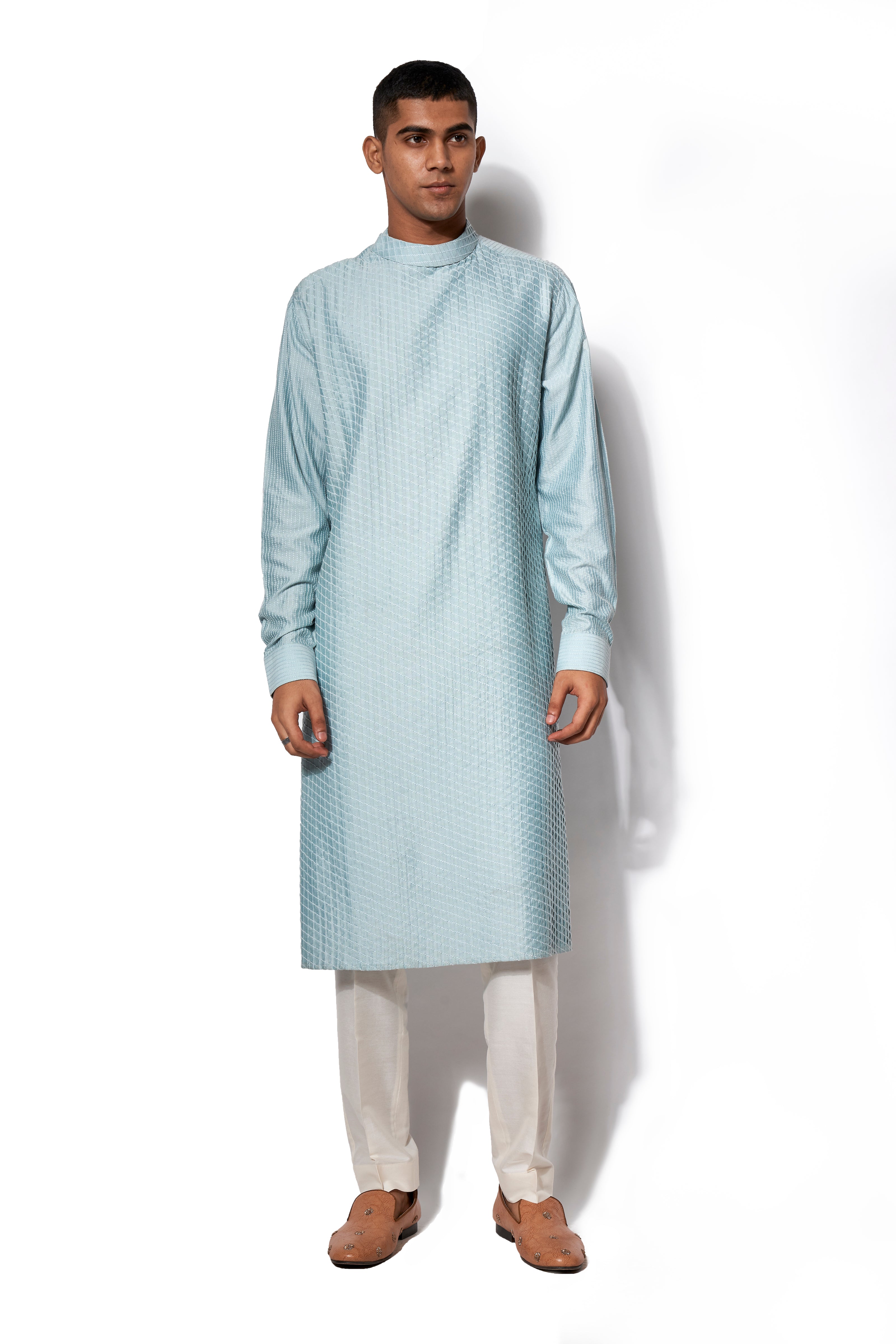 Ice Pintuck Chequered Kurta